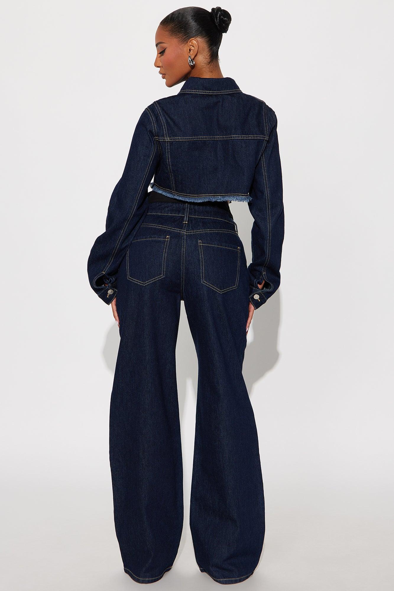 Nori Denim Washed Pant Set - Dark Denim Female Product Image