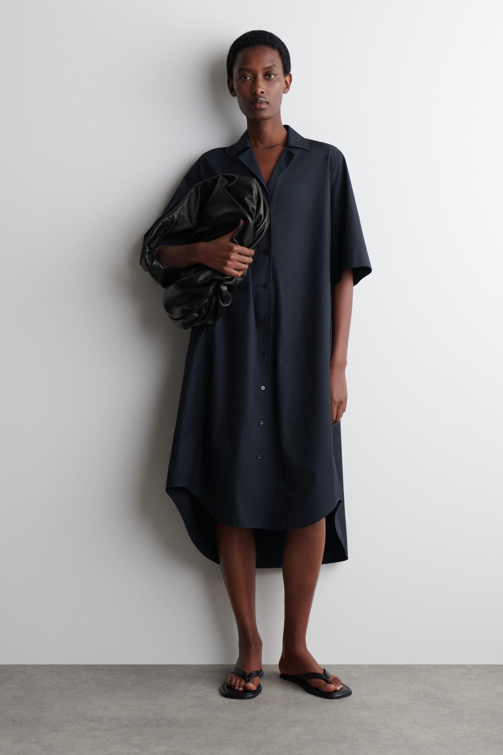 BELTED SHORT-SLEEVED MIDI SHIRT DRESS Product Image