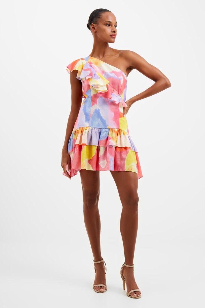 Isadora Faron One Shoulder Printed Mini Dress- Summer Multi Product Image