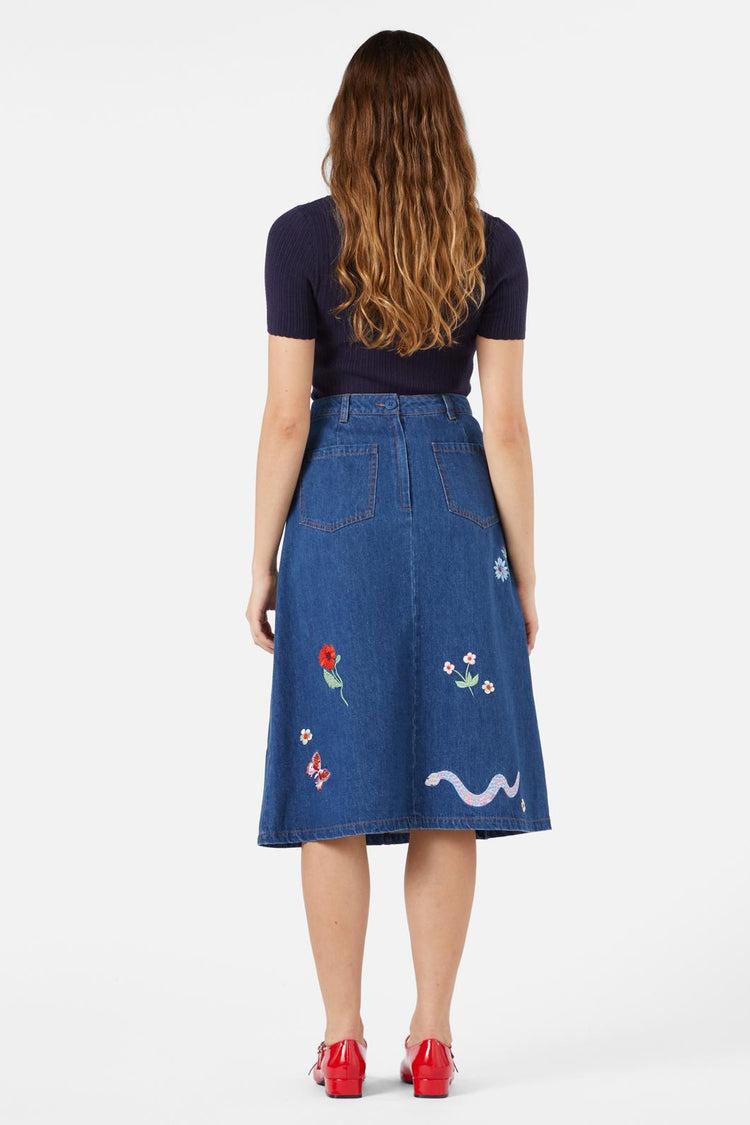 Snake Embroidered Skirt Product Image