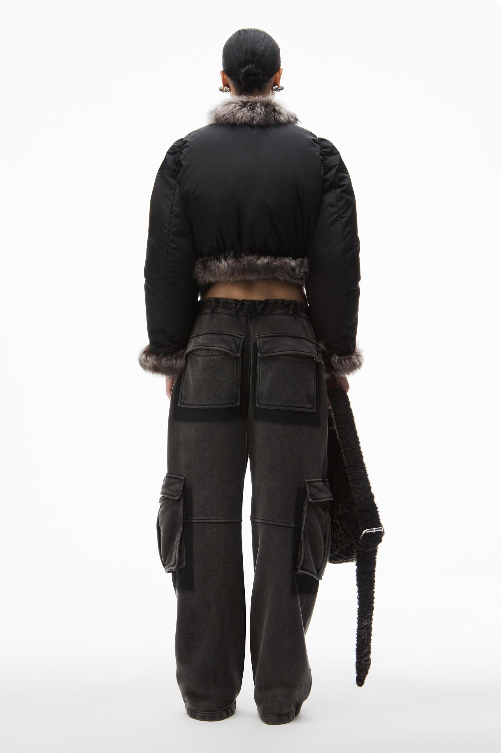 Cardigan Puffer With Fur Trim Product Image