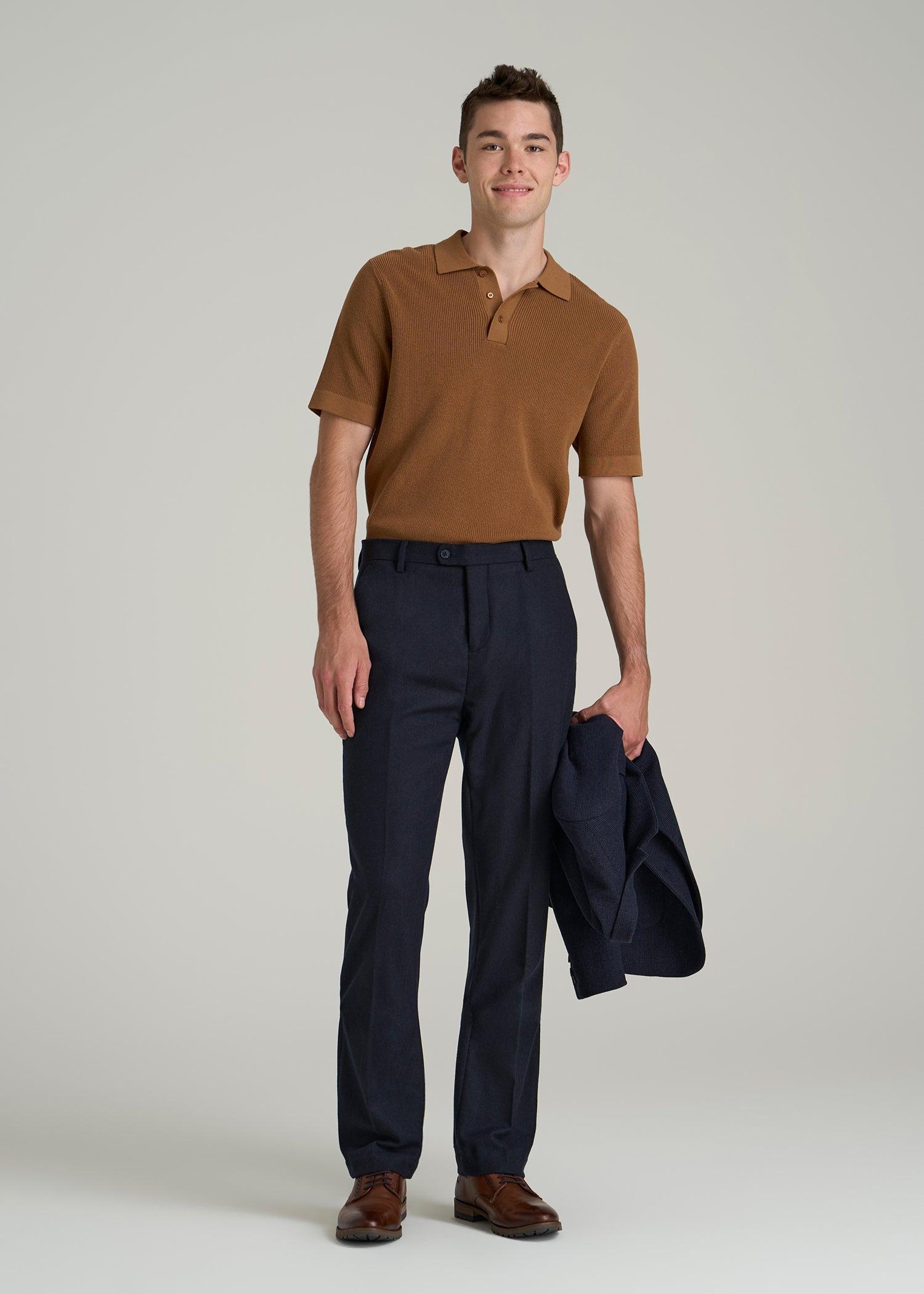 Wool Blend Dress Pants for Tall Men in Raven Blue Male Product Image