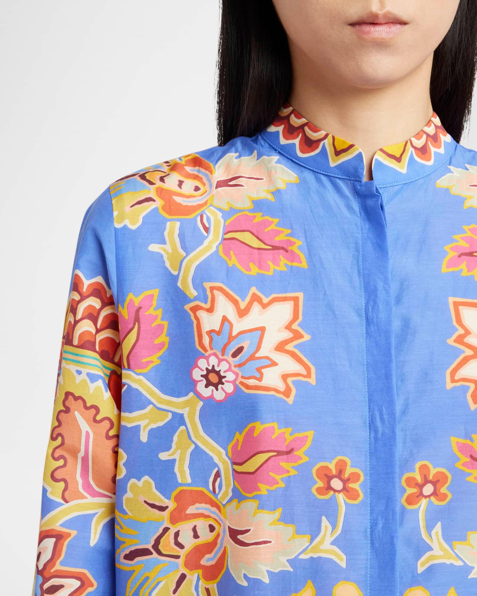 Blue Bouquet Voile Tunic Blouse Product Image