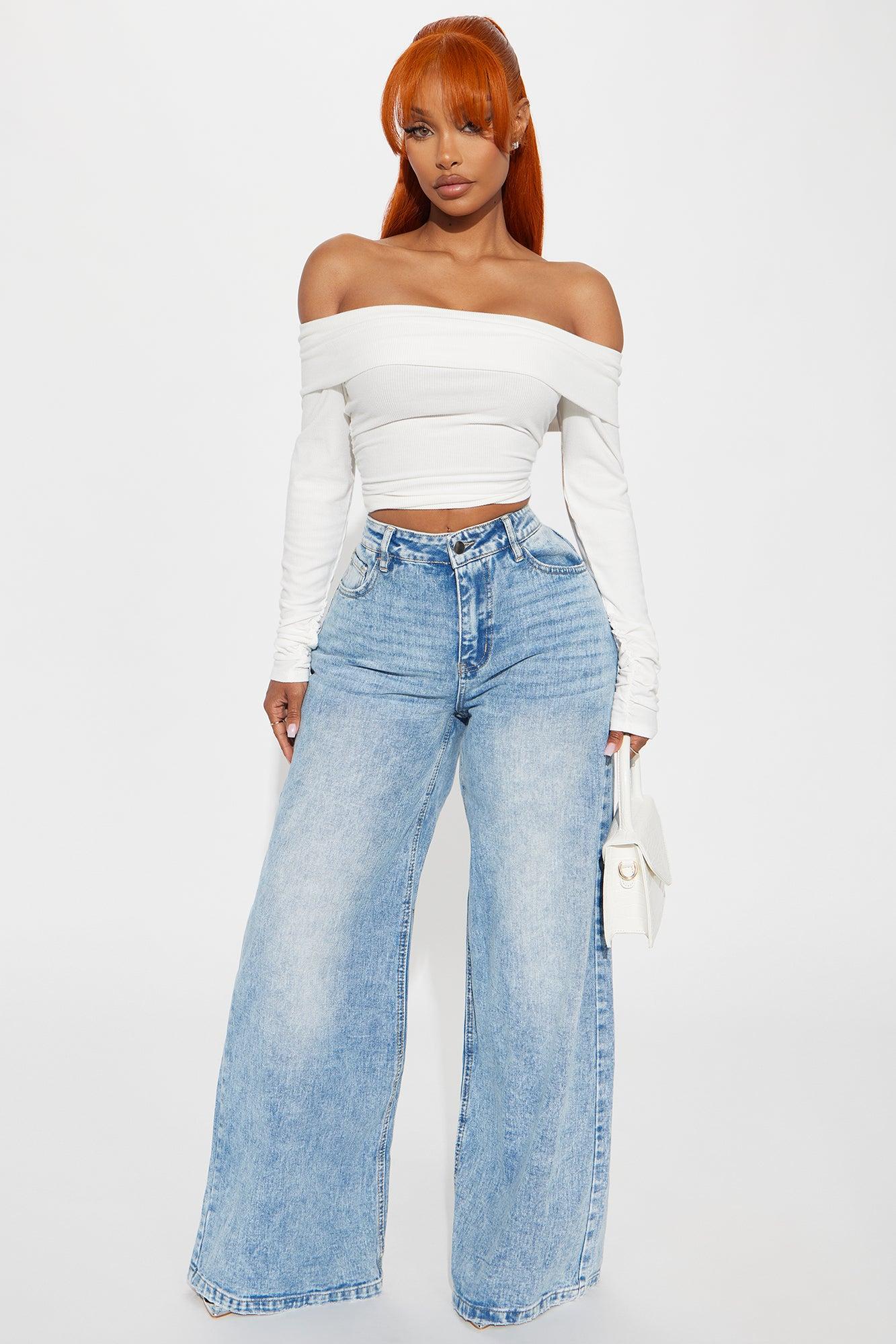 Brianca Bow Wide Leg Jeans - Acid Wash Product Image