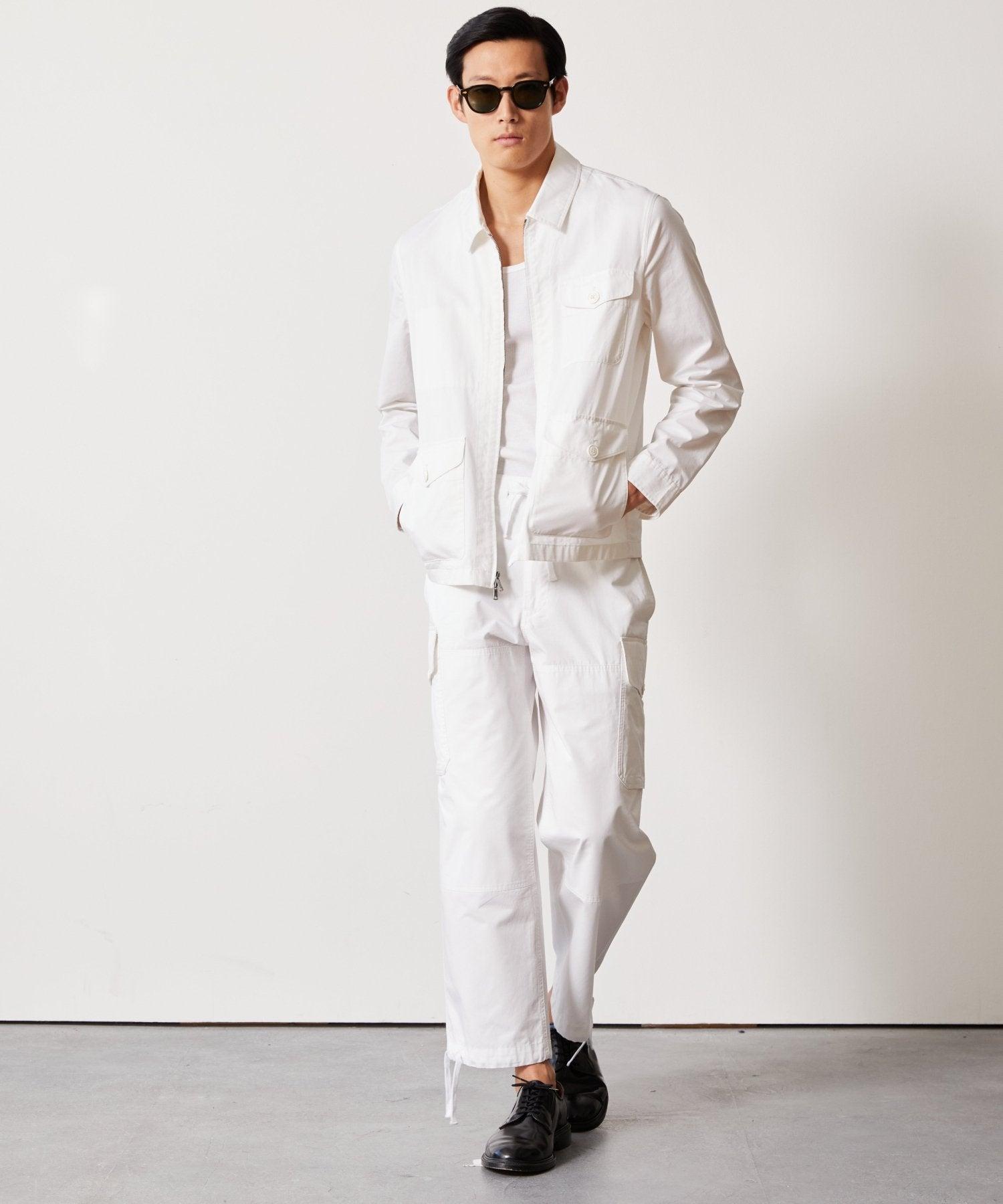 Lightweight Cotton Military Jacket in White Product Image