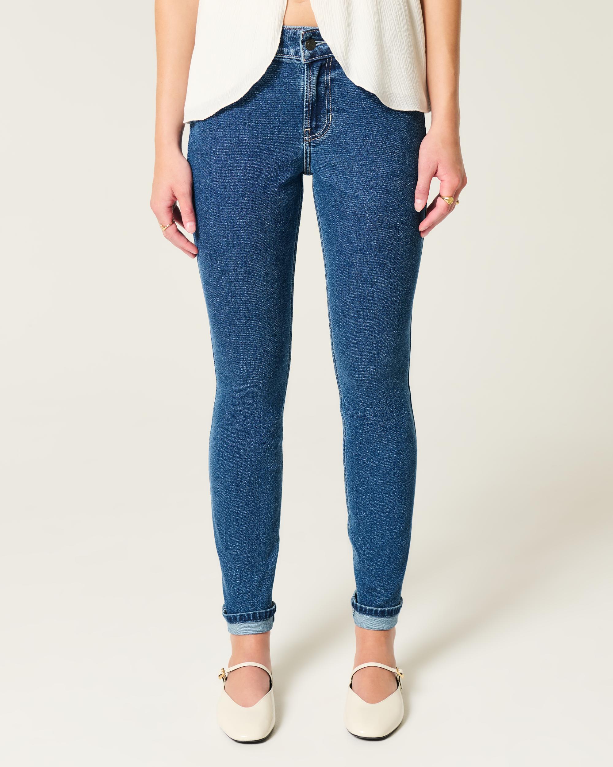 Mid-Rise Medium Wash Skinny Jeans Product Image