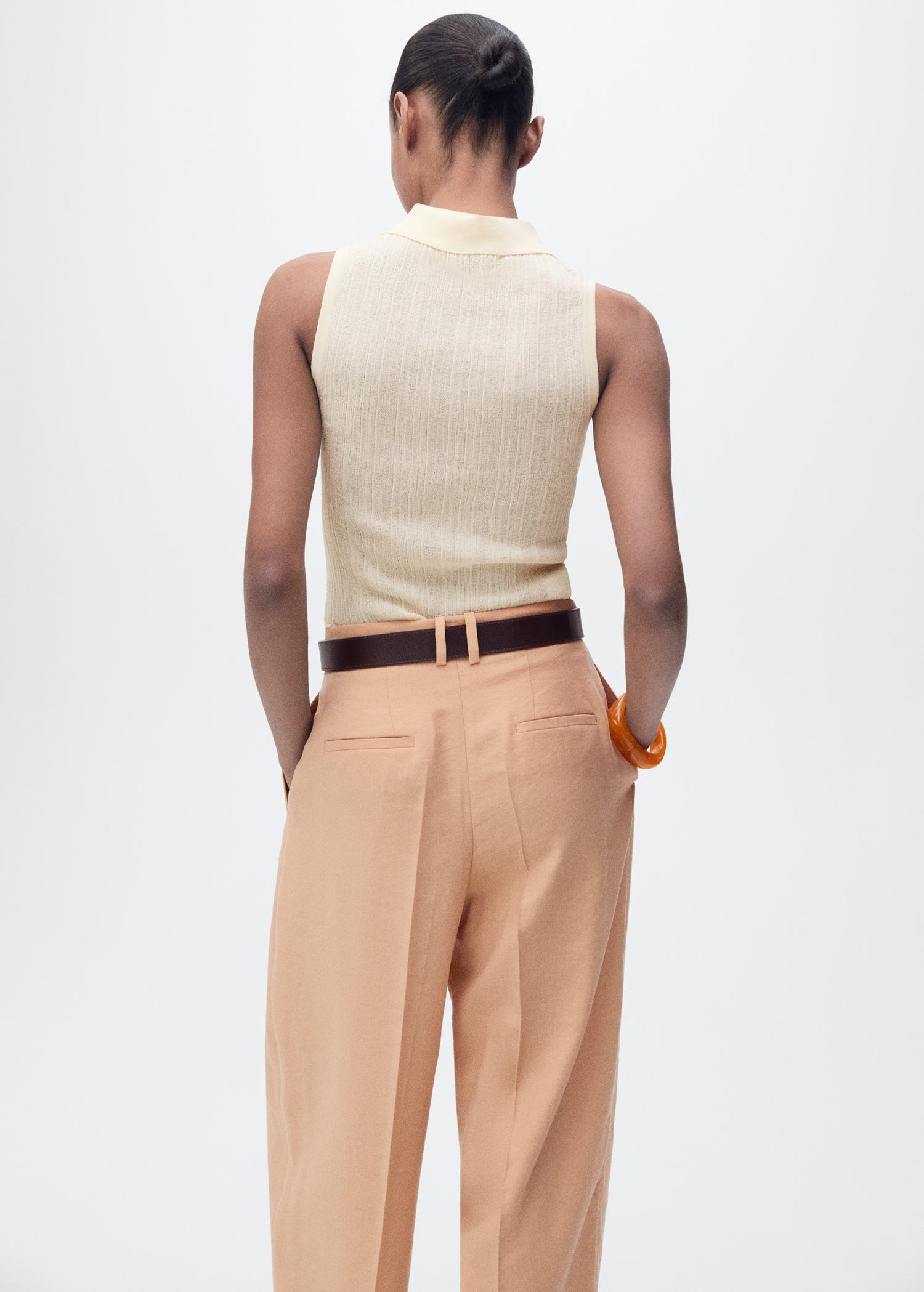 Polo-neck knitted top - Women | MANGO USA Product Image