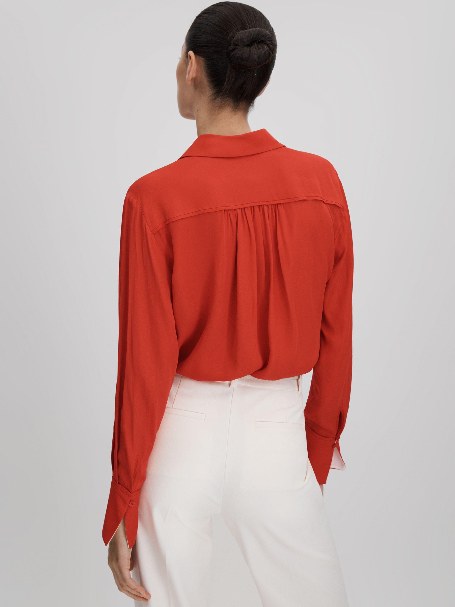 Contrast Trim Button-Through Shirt in Red Product Image