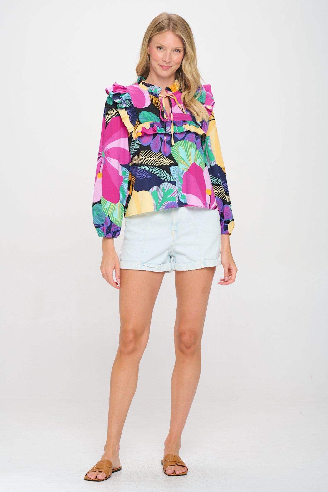 Big Multi Floral Cordelia Top Product Image