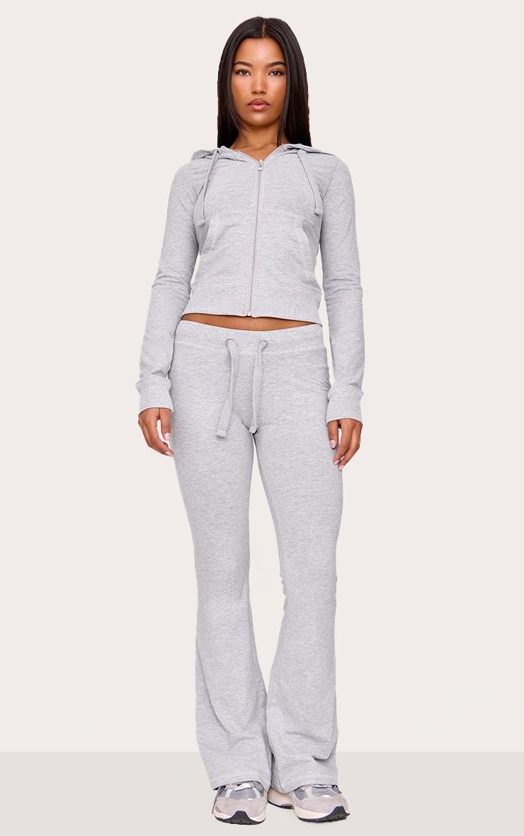 Grey Marl Low Rise Skinny Flare Pants Product Image