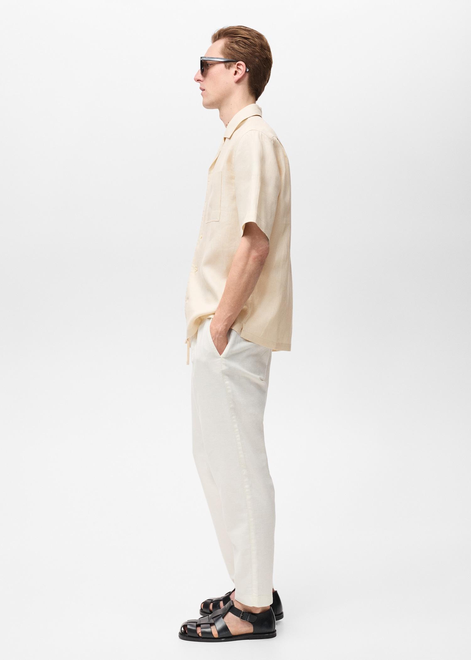 100% linen bowling-collar shirt - Men | MANGO USA Product Image