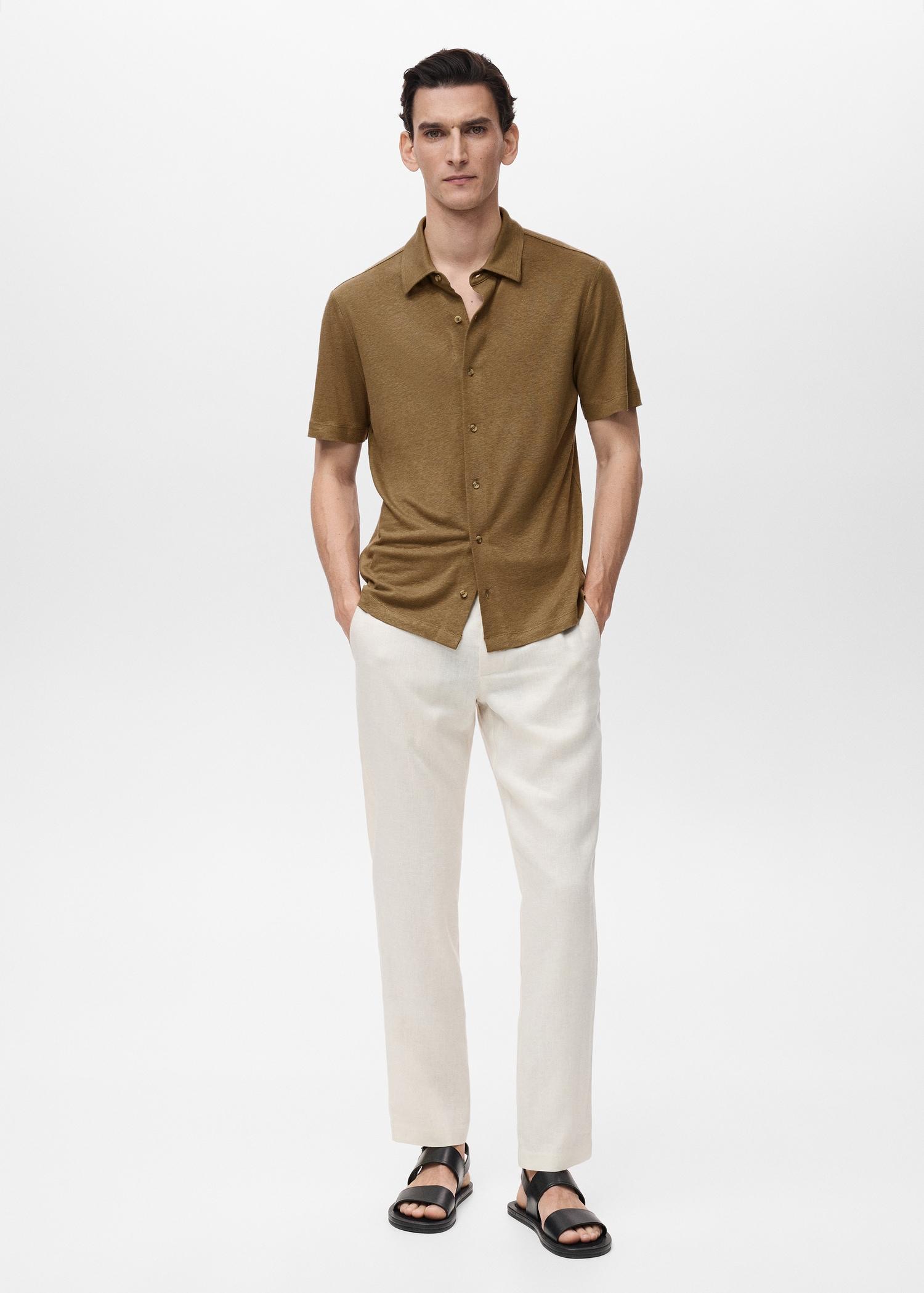 Regular-fit linen shirt - Men | MANGO USA Product Image