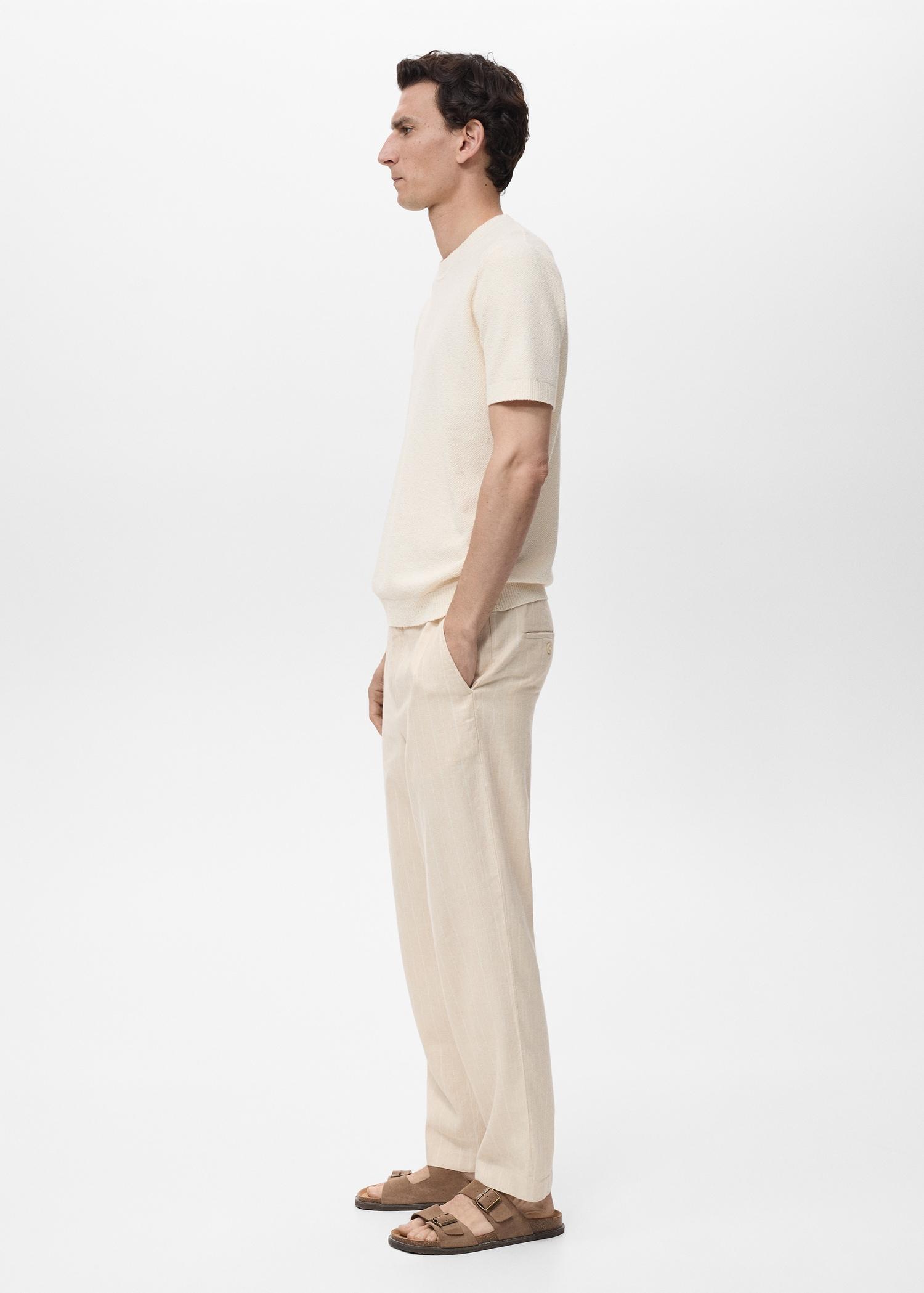 Pinstripe linen pants - Men | MANGO USA Product Image
