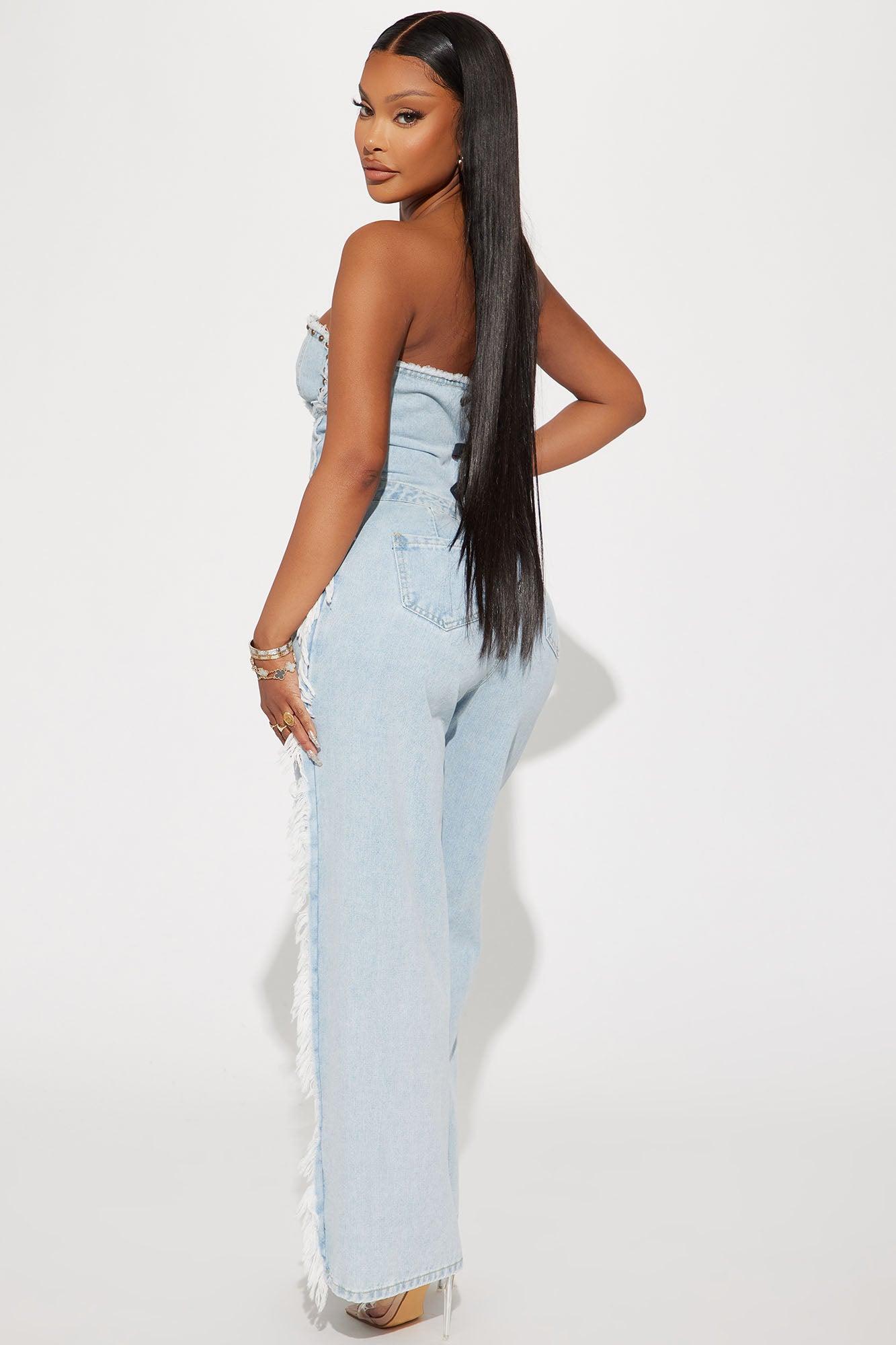 Demi Distressed Jumpsuit - Denim Product Image