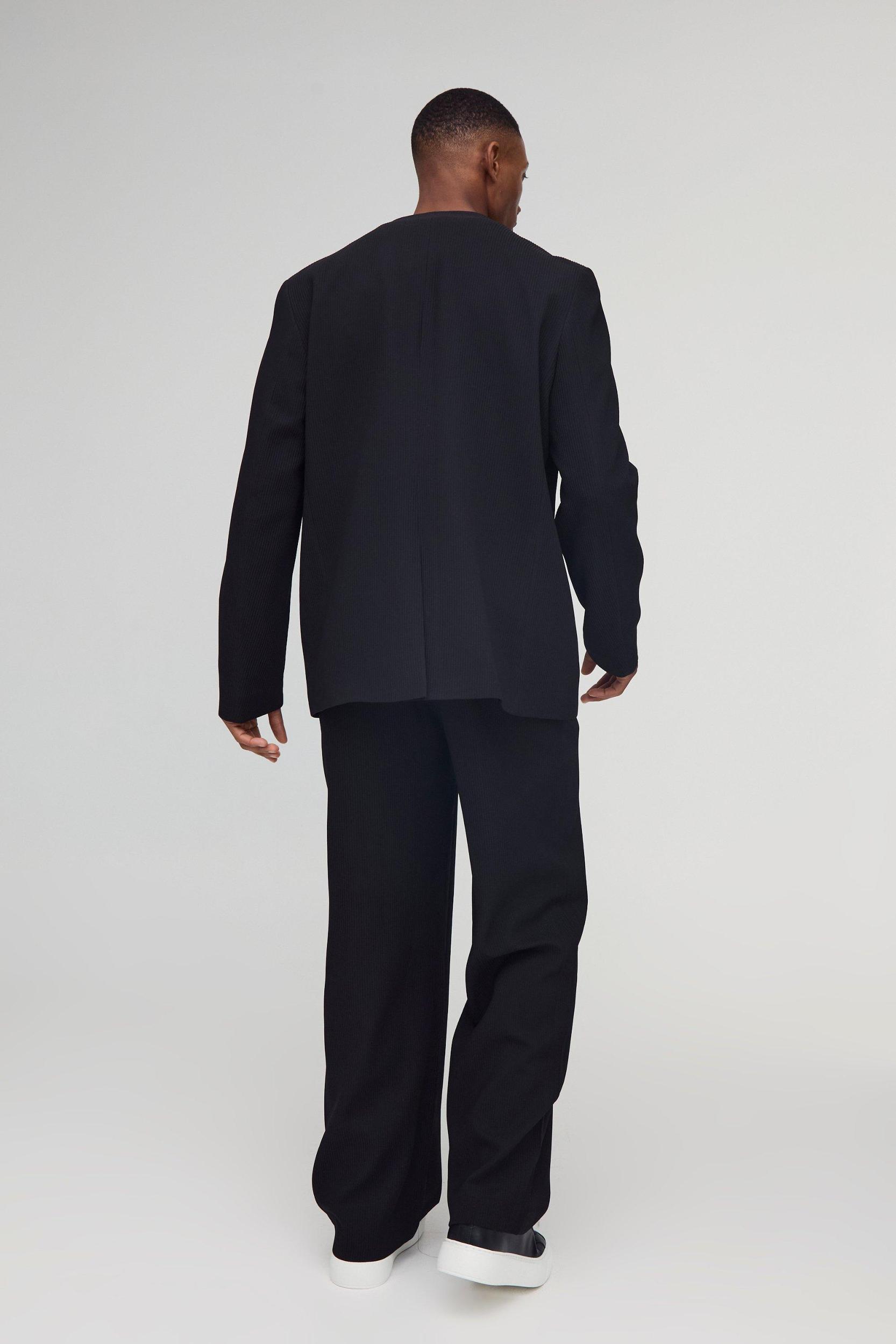 Wide Leg Pleated Fixed Waist Pants | boohooMAN USA Product Image