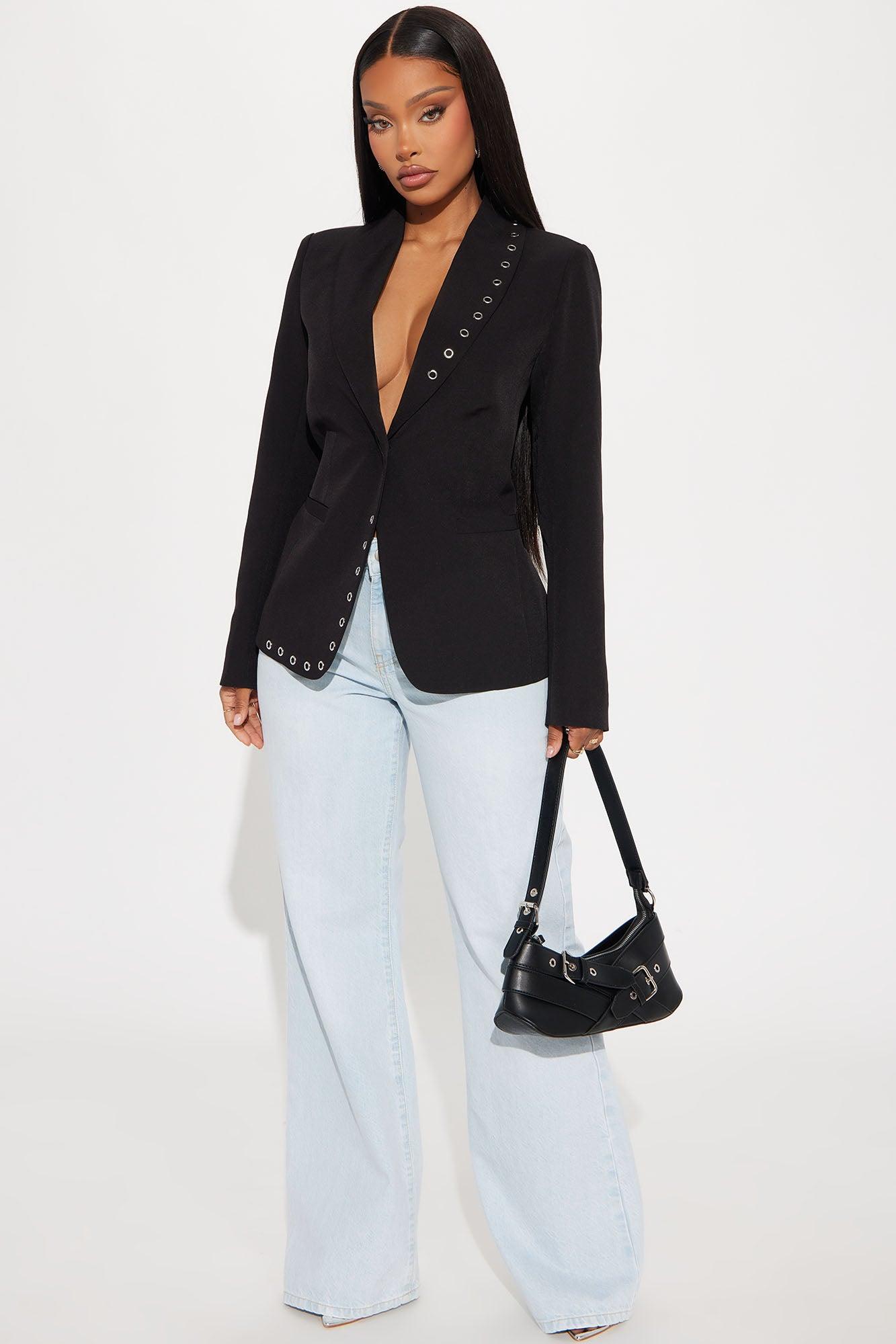 Circle Back To Me Embellished Blazer - Black Product Image