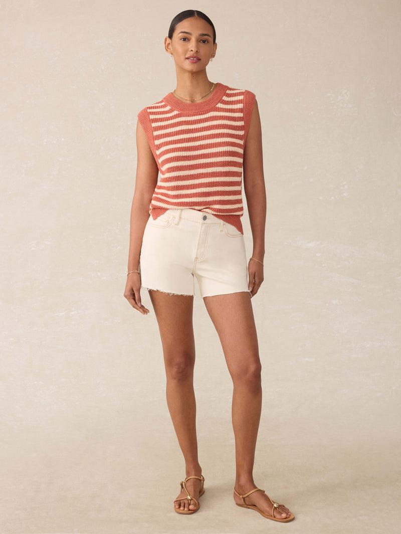 Miramar Linen Sweater Tank - Sandstone Stripe Product Image
