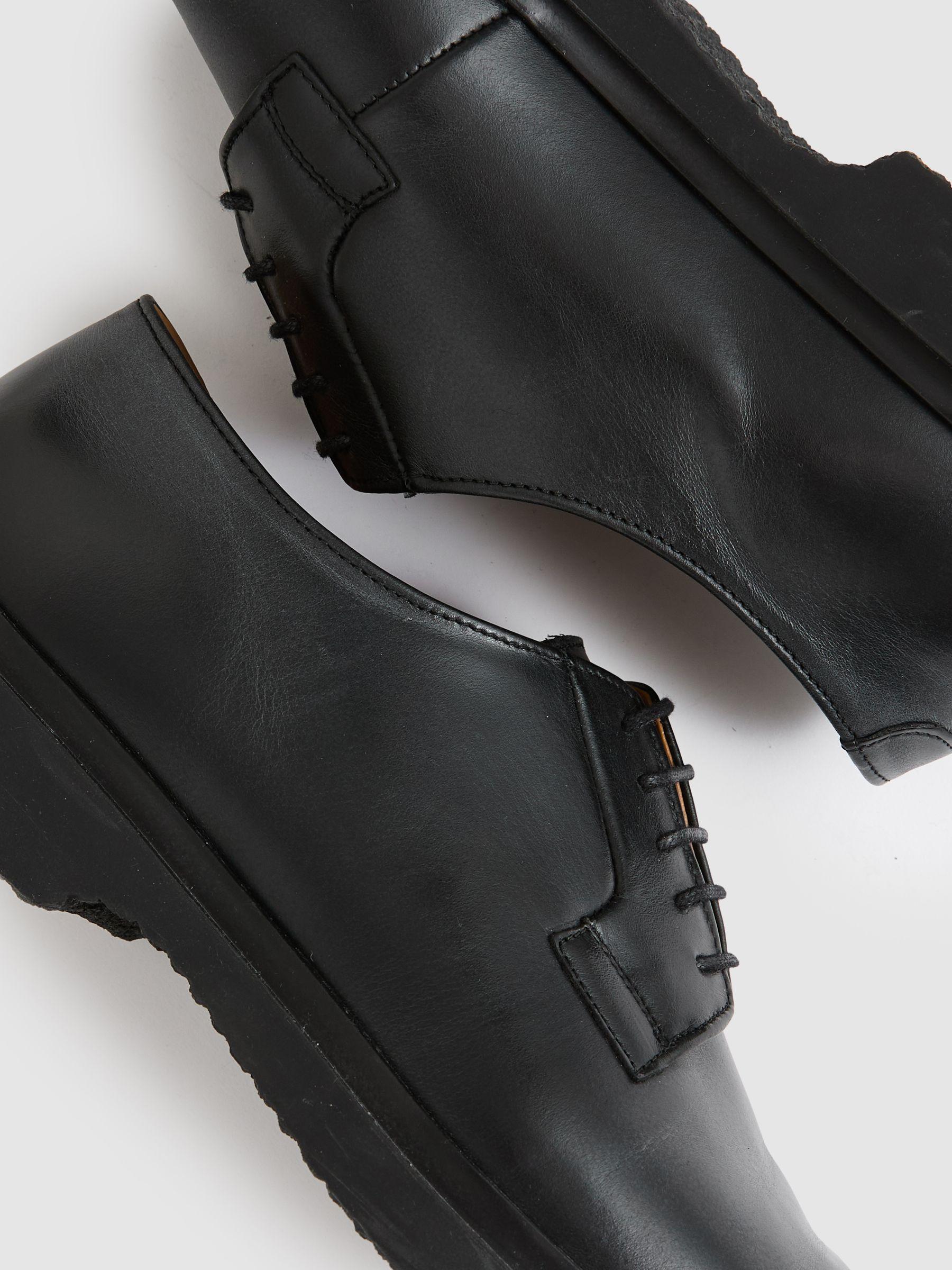 Leather Lace-Up Derby Shoes in Black Product Image