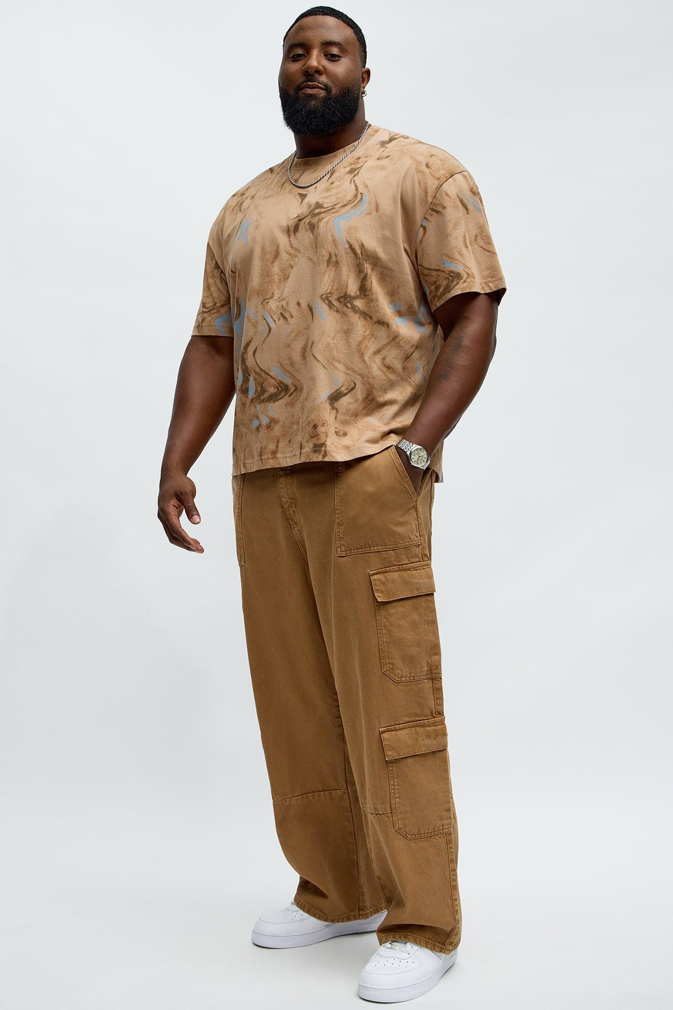 Marble Print Relaxed Tee - Taupe Male Product Image