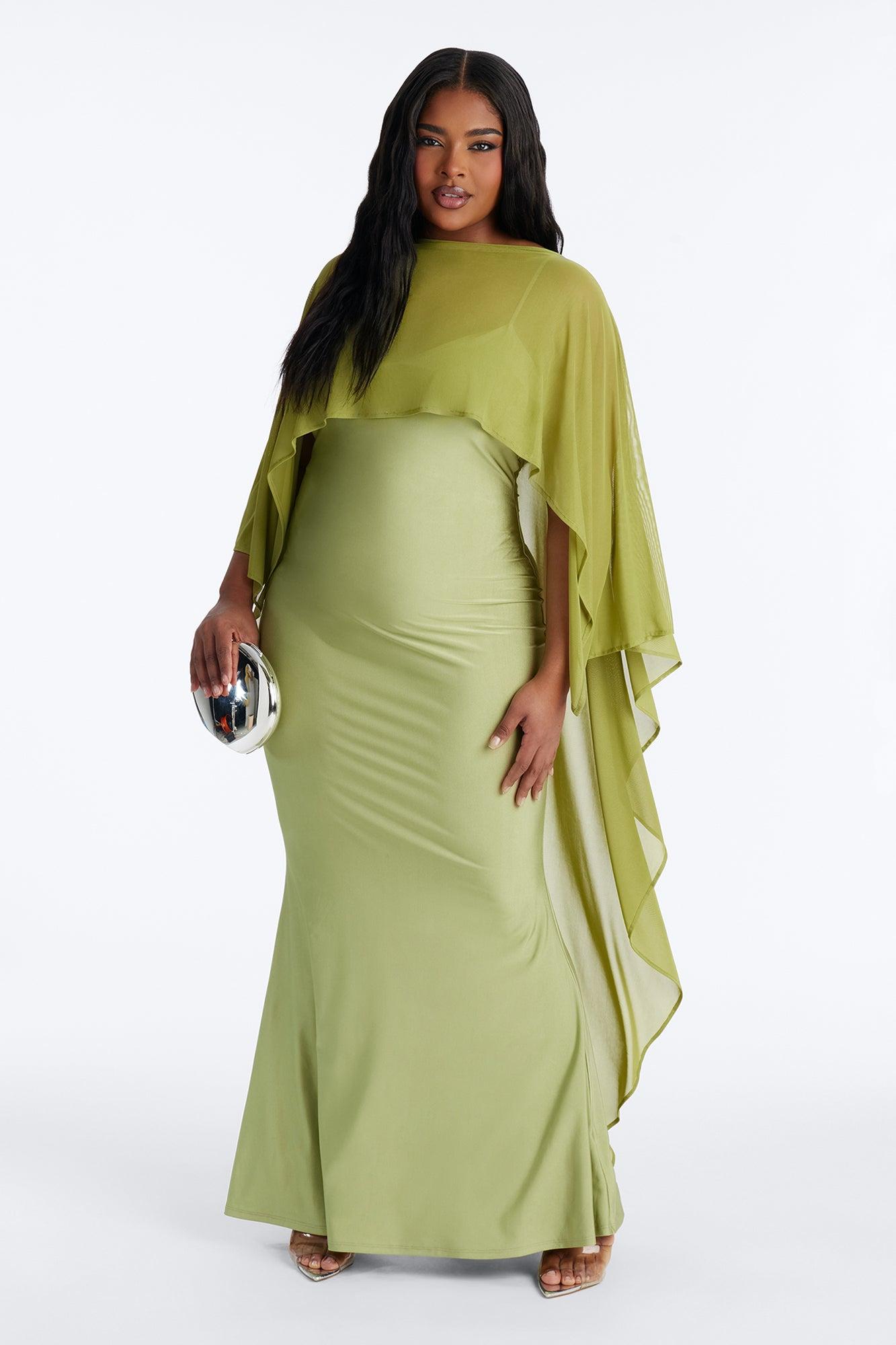Staying True Satin Maxi Dress - Sage Female Product Image