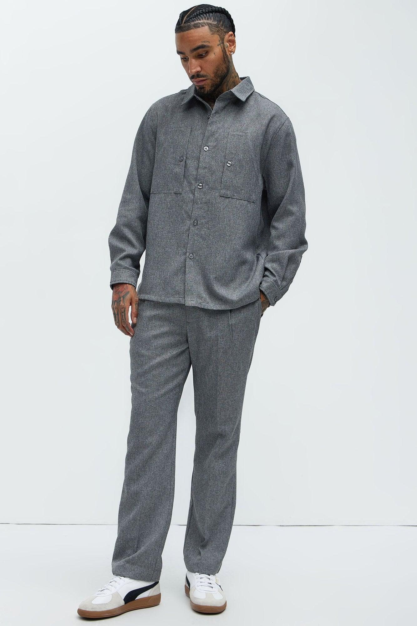 Kerr Textured Button Up Shirt - Grey Product Image