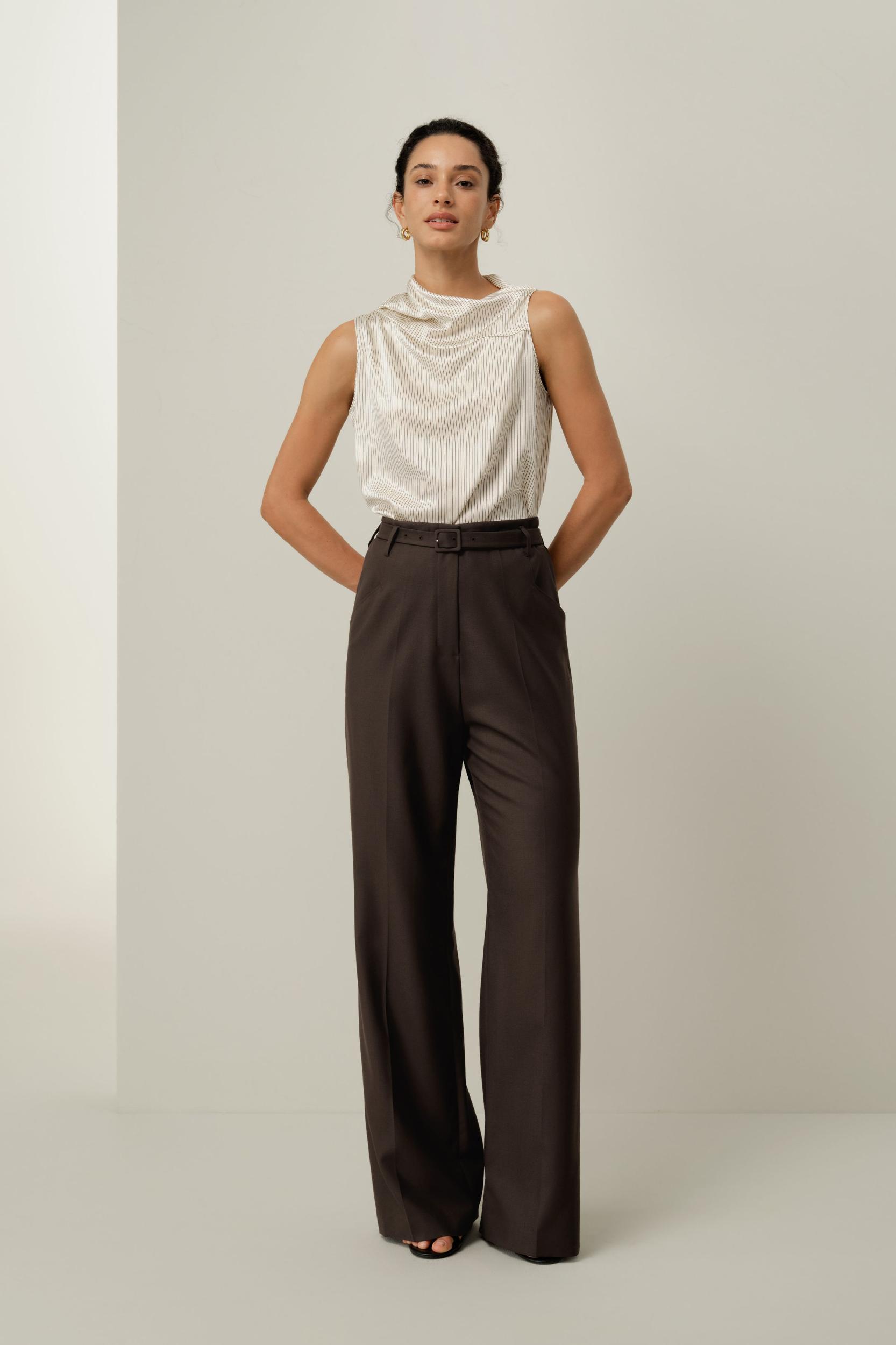 Asymmetric Silk Charmeuse Sleeveless Top Product Image