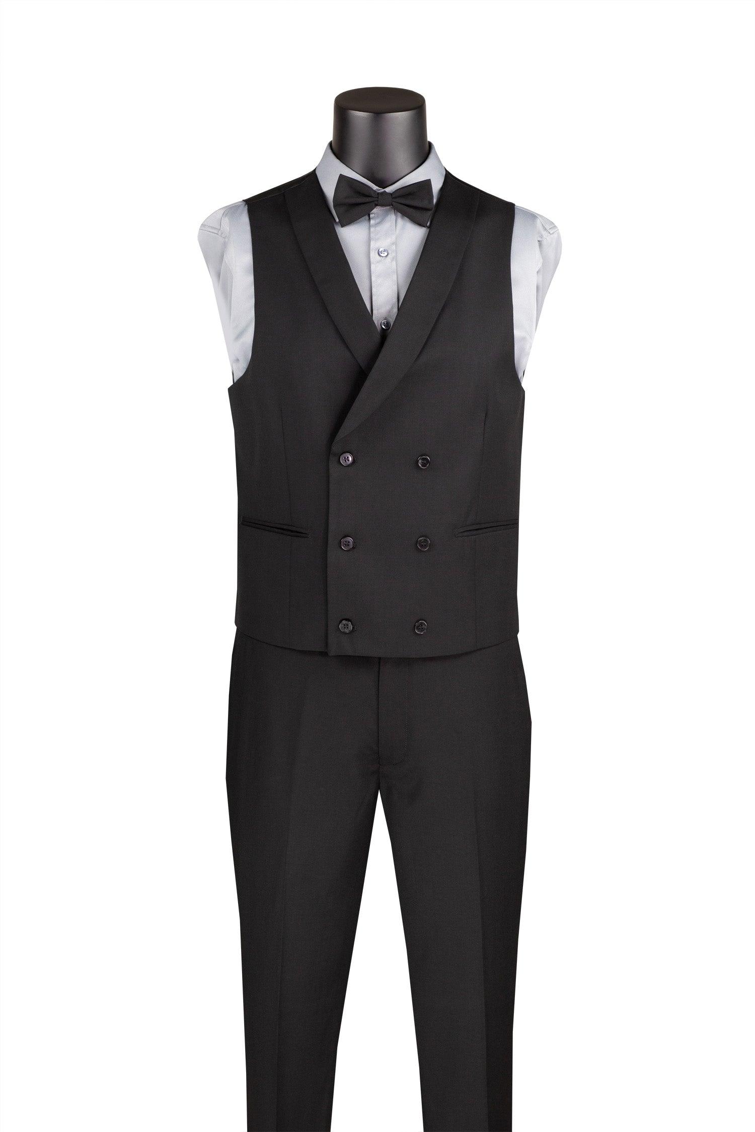 Slim Fit Tuxedo 3 Piece with Matching Bow Tie in Black Product Image