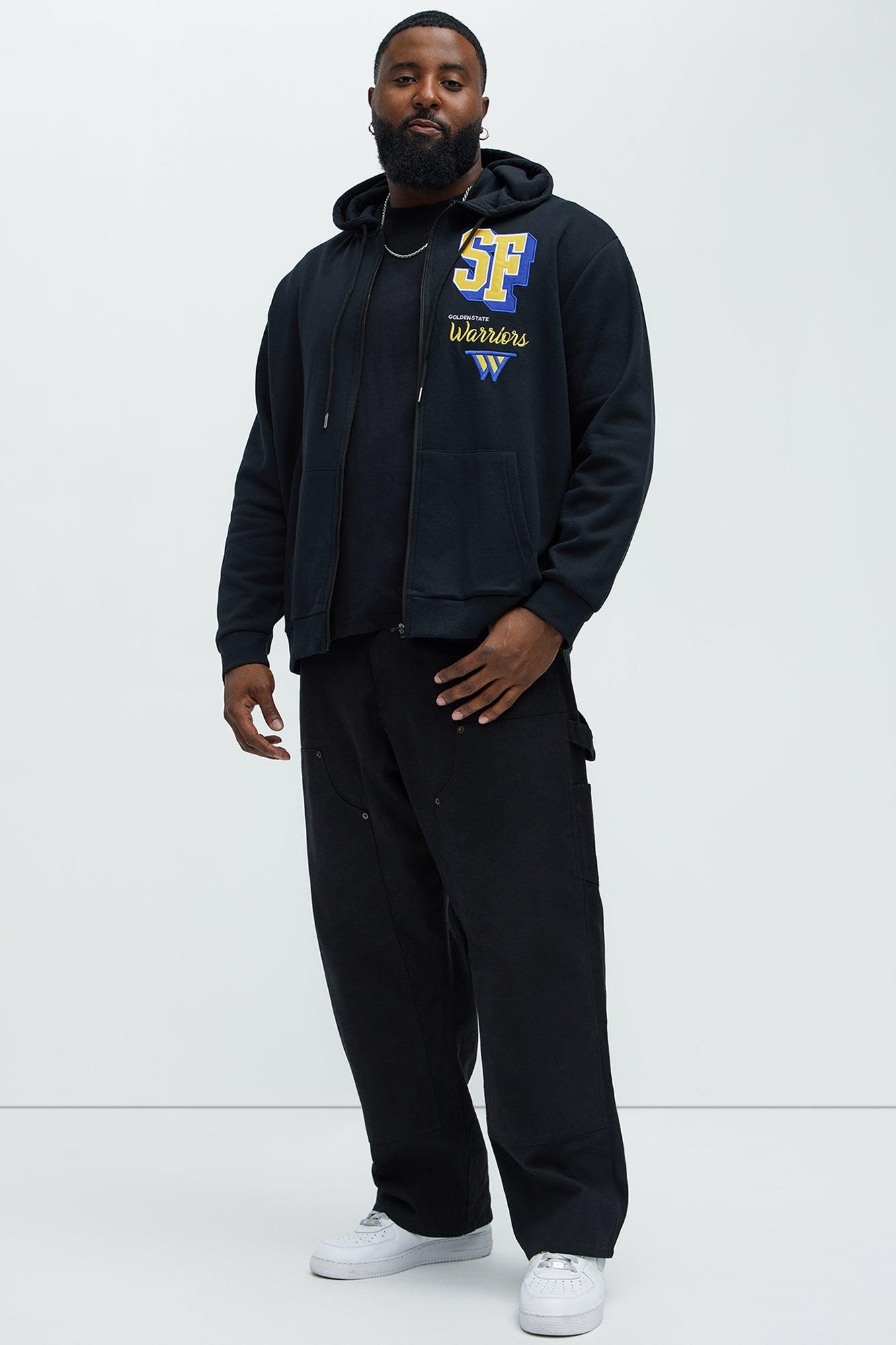 Warriors Bold Zip Up Hoodie - Black Male Product Image