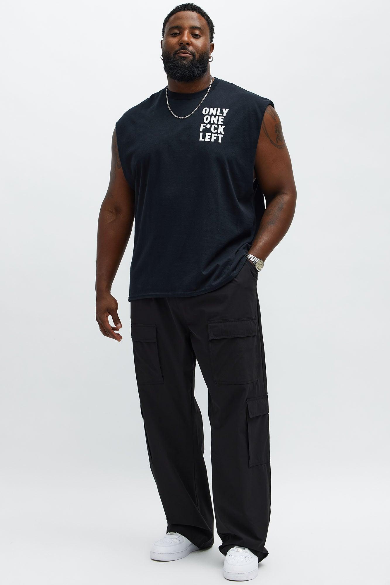 One One F*ck Left Muscle Tee - Black Male Product Image