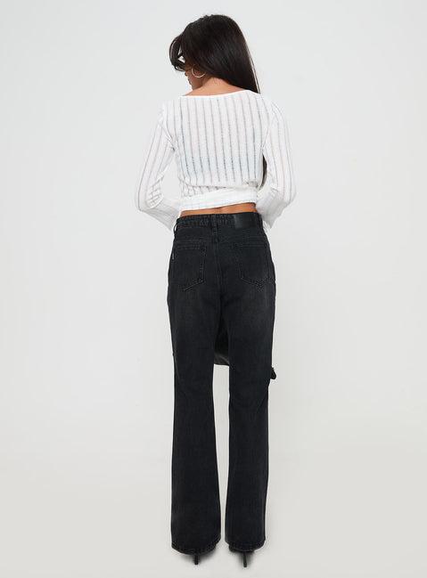 Kemsley Mid Rise Bootleg Jeans Washed Black Product Image