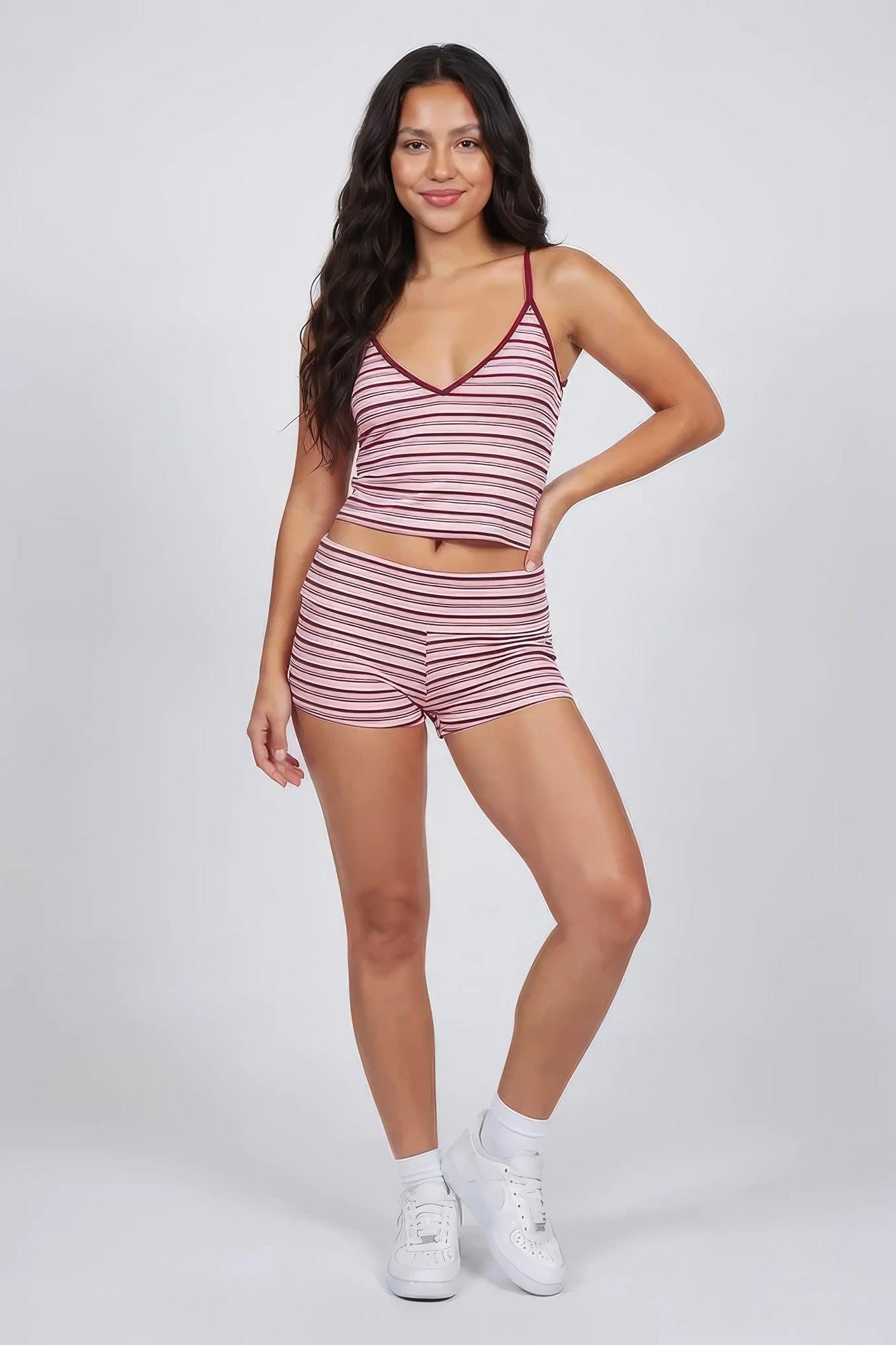 Striped V-Neck Tank Female Product Image
