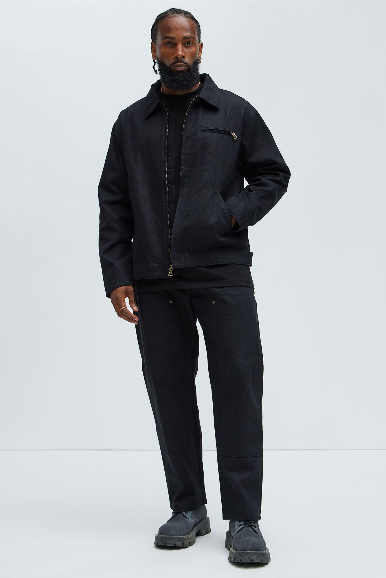 Alexander Double Knee Straight Utility Canvas Pants - Black Product Image