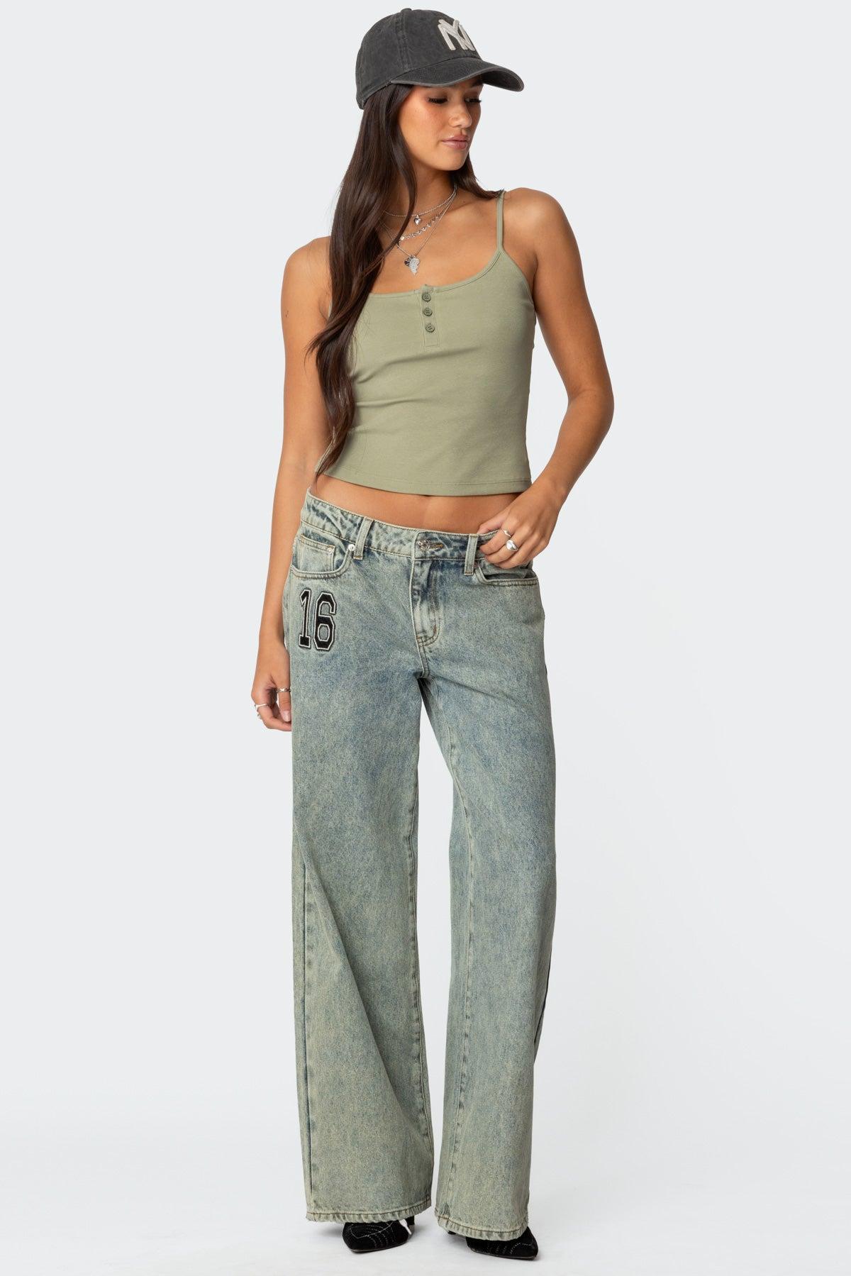 Ribbed Henley Tank Top Product Image