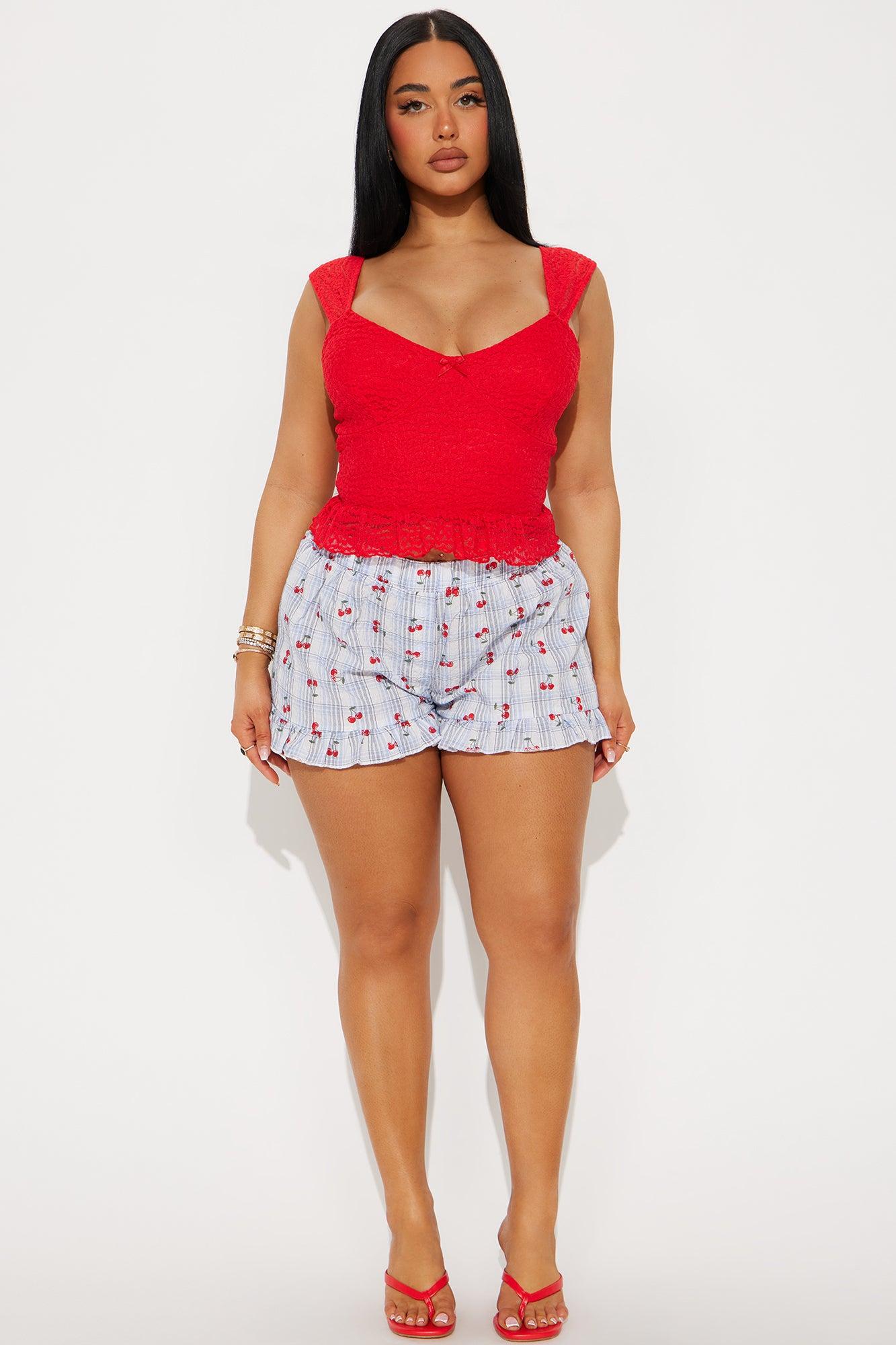Set The Scene Lace Top - Red Product Image