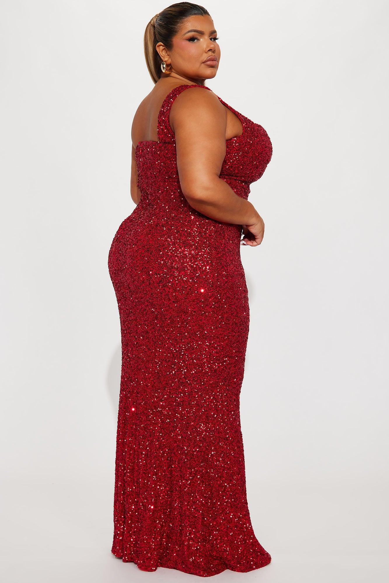 Alora Sequin Maxi Dress - Red Product Image