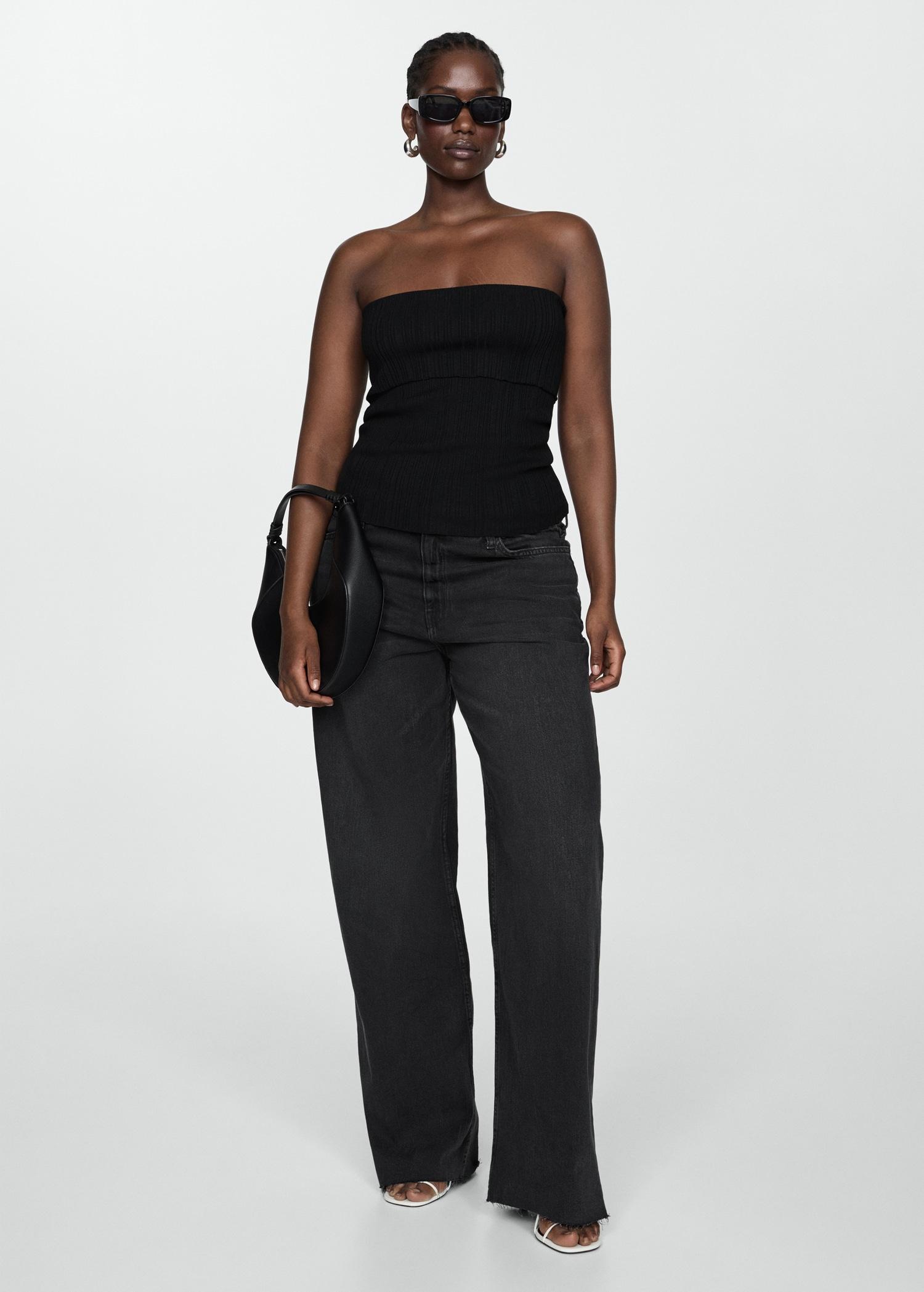 Strapless knitted top - Women | MANGO USA Product Image