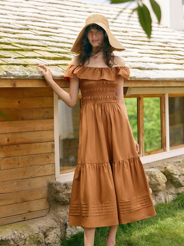 Ruffle Off Shoulder Women Maxi Dress Product Image
