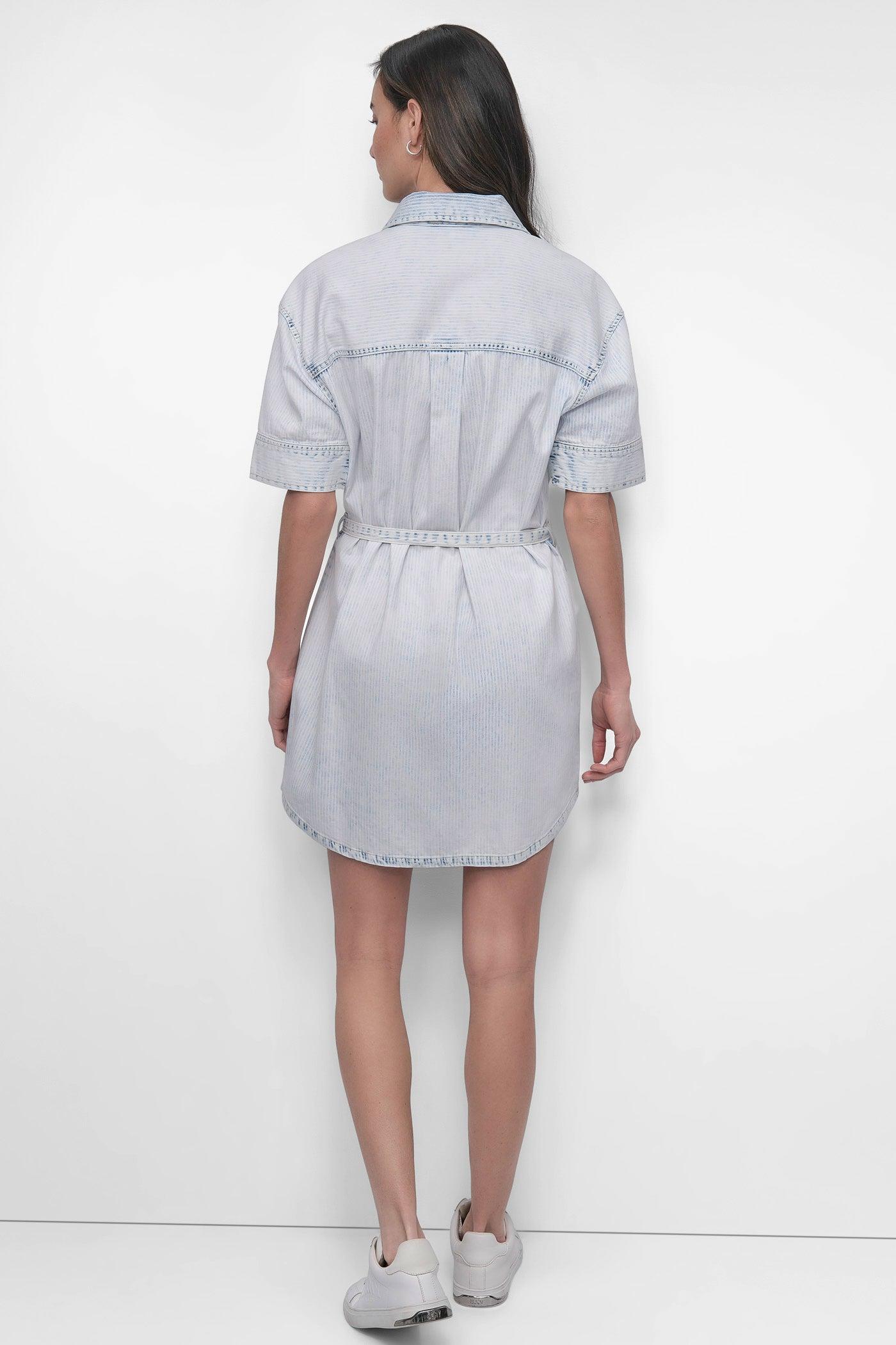BELTED DENIM MINI SHIRT DRESS Product Image