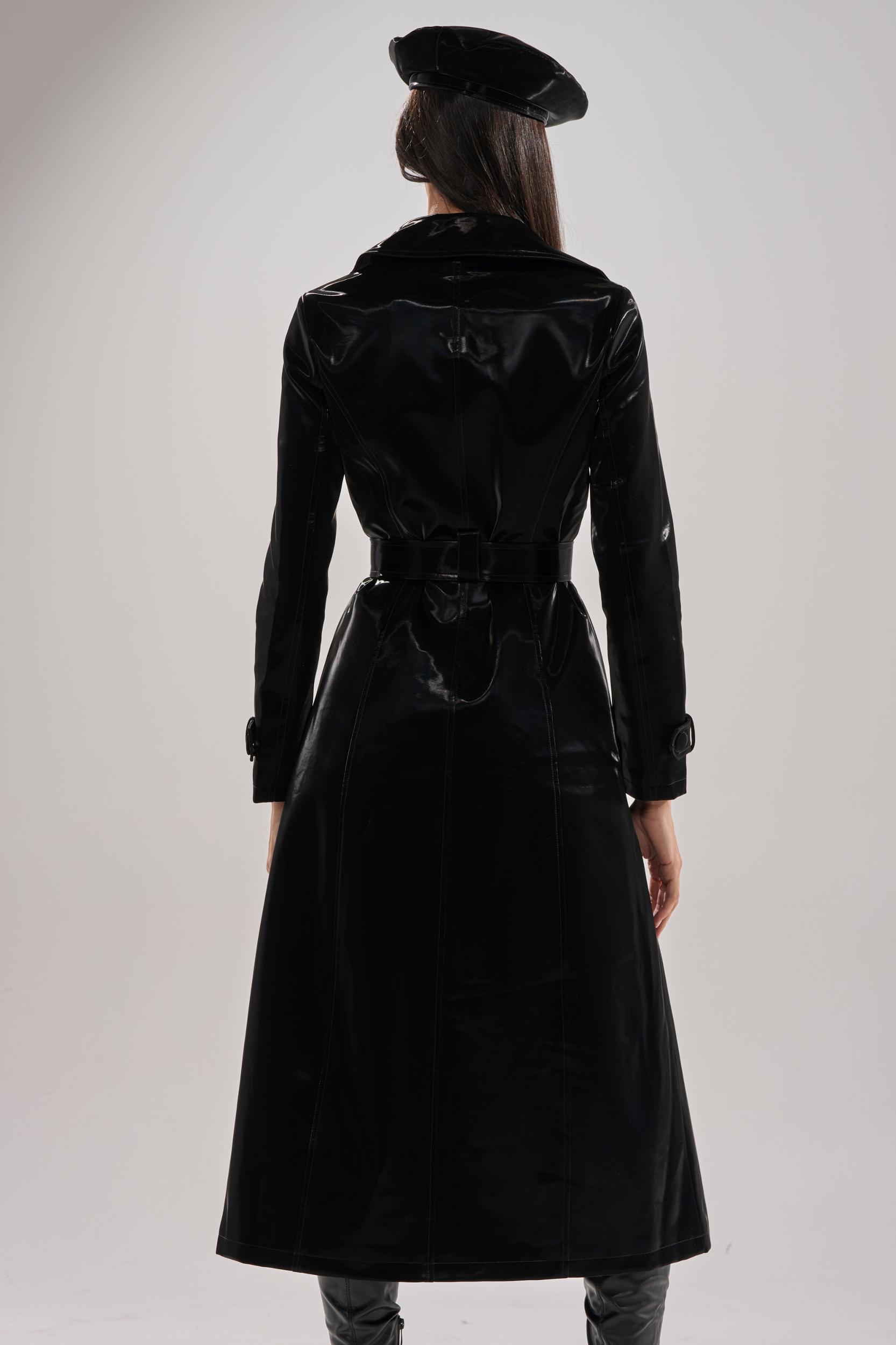 SANDO LIQUID VELVET TRENCH IN BLACK Product Image