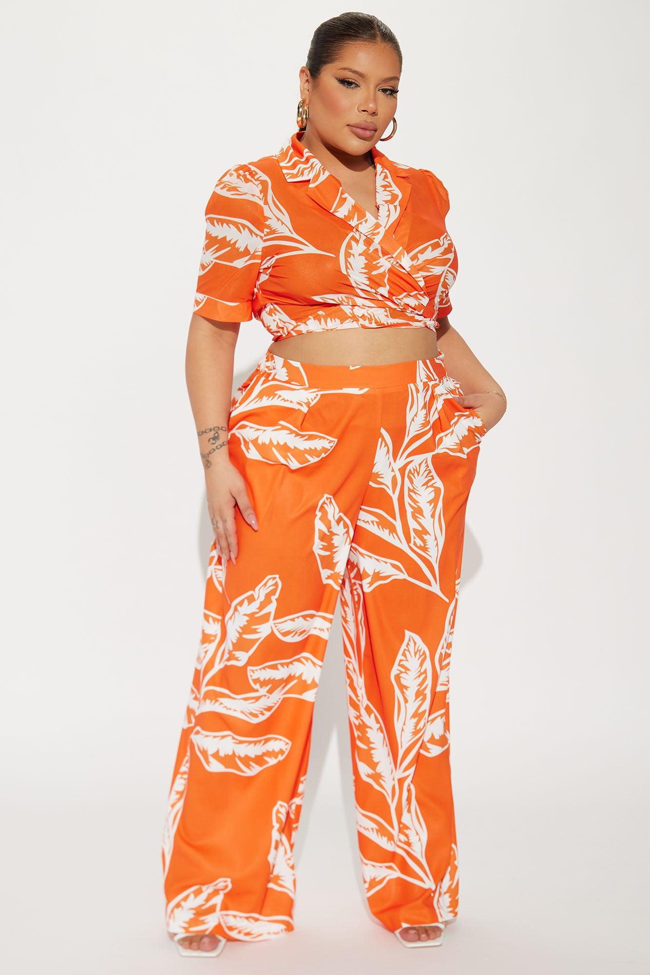 Tropical Vibes Pant Set - Orange Product Image