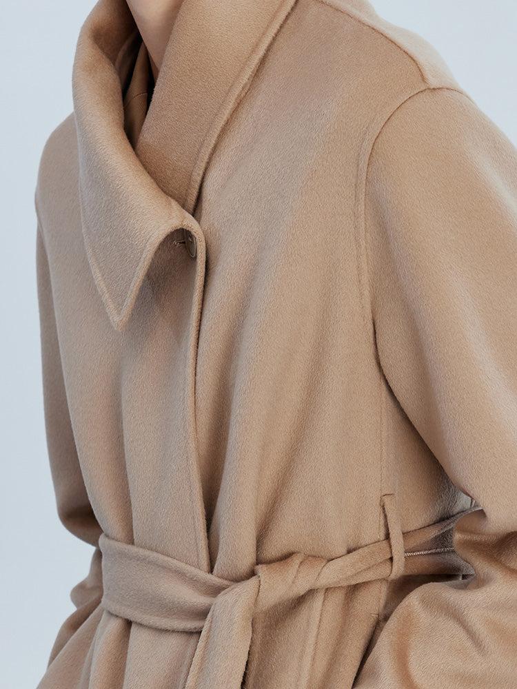 Double-Faced Wool And Silk-Blend Lapel Women Coat Product Image