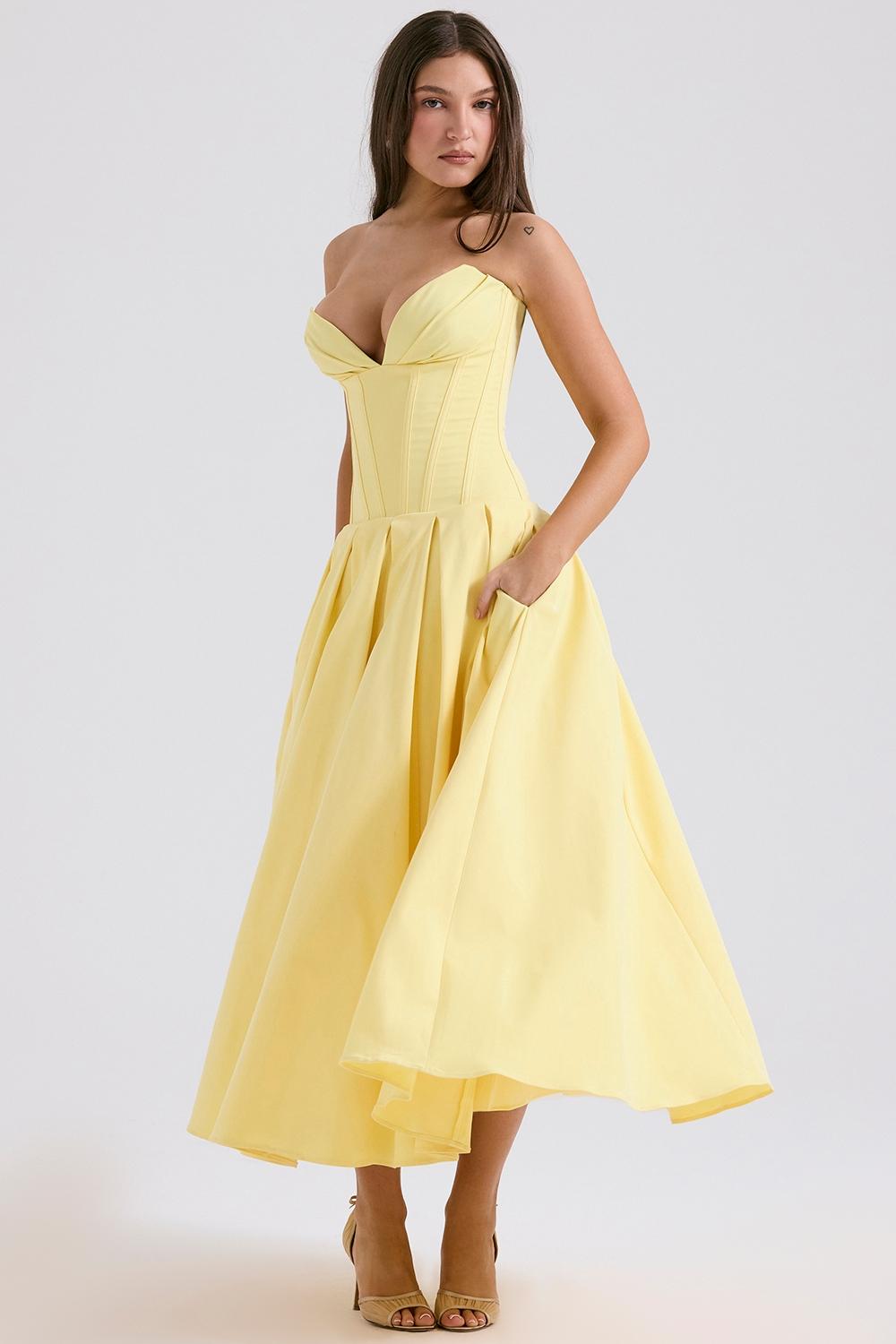 Lady  sunshine strapless tulle midi dress Product Image
