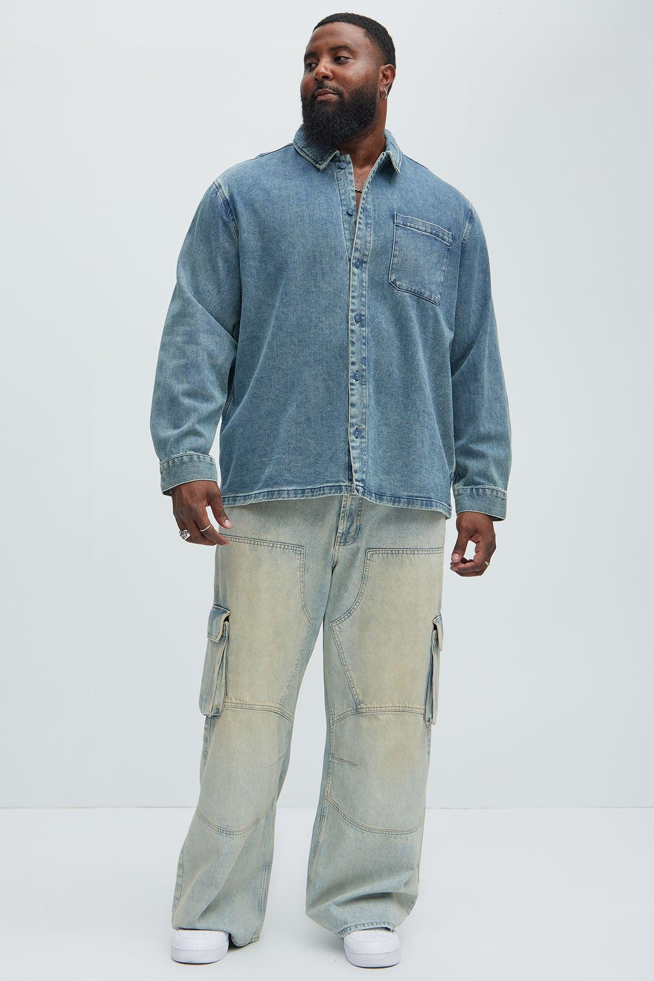 Hatton Denim Button Up Shirt - Medium Blue Wash Product Image