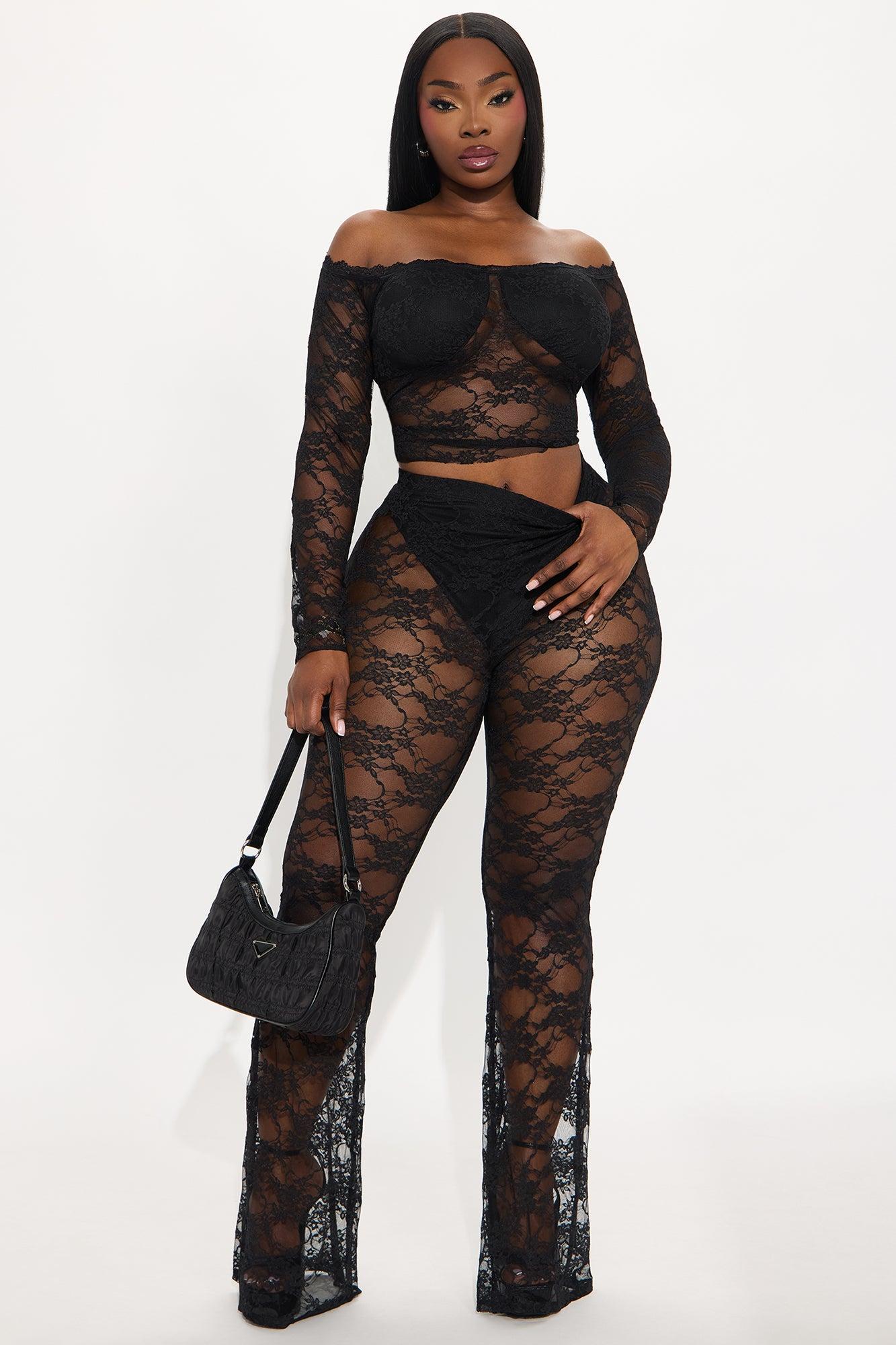 Adryana Lace Pant Set - Black Female Product Image