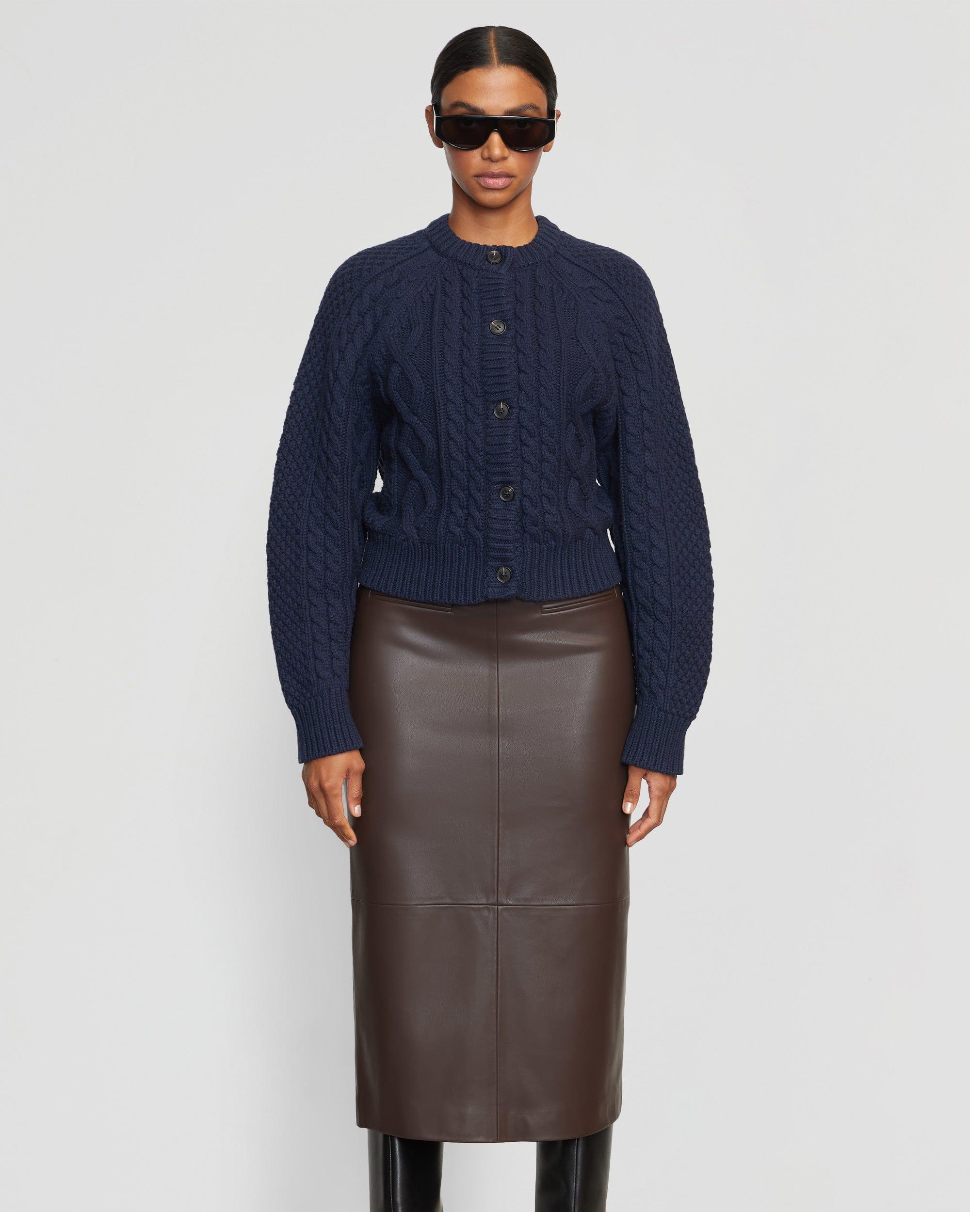 Briony Back Split-Hem Vegan Leather Skirt Product Image