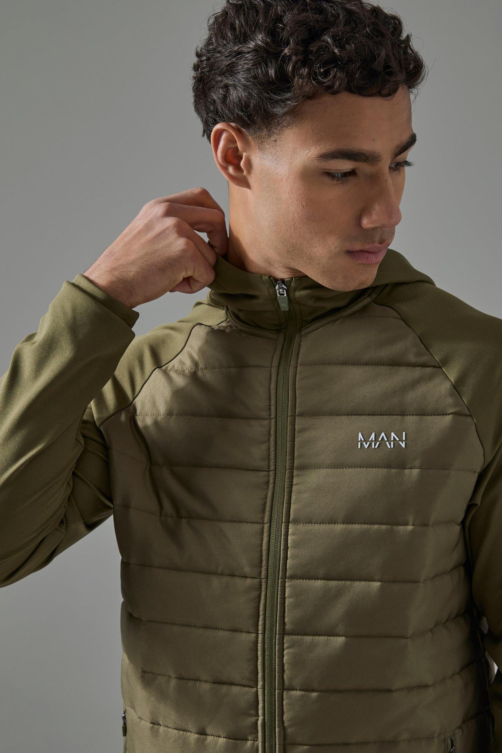 Man Active Quilted Zip Through Hoodie | boohooMAN USA Product Image