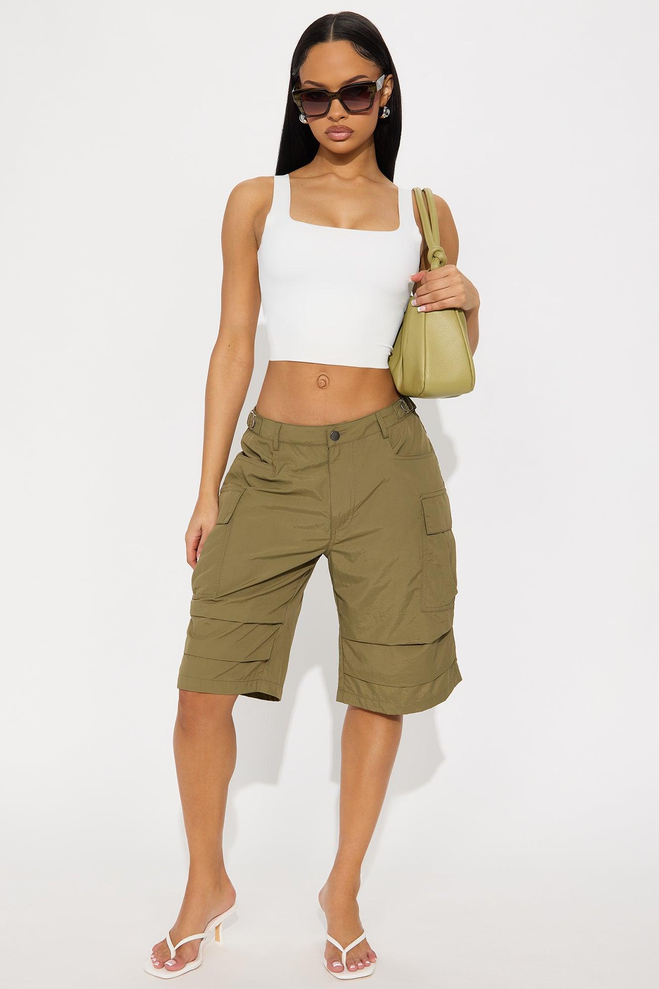 Better Than Ever Windbreaker Bermuda Short - Olive Product Image