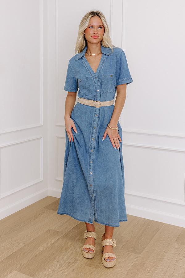 Barcelona Sun Chambray Button Down Midi Dress Product Image