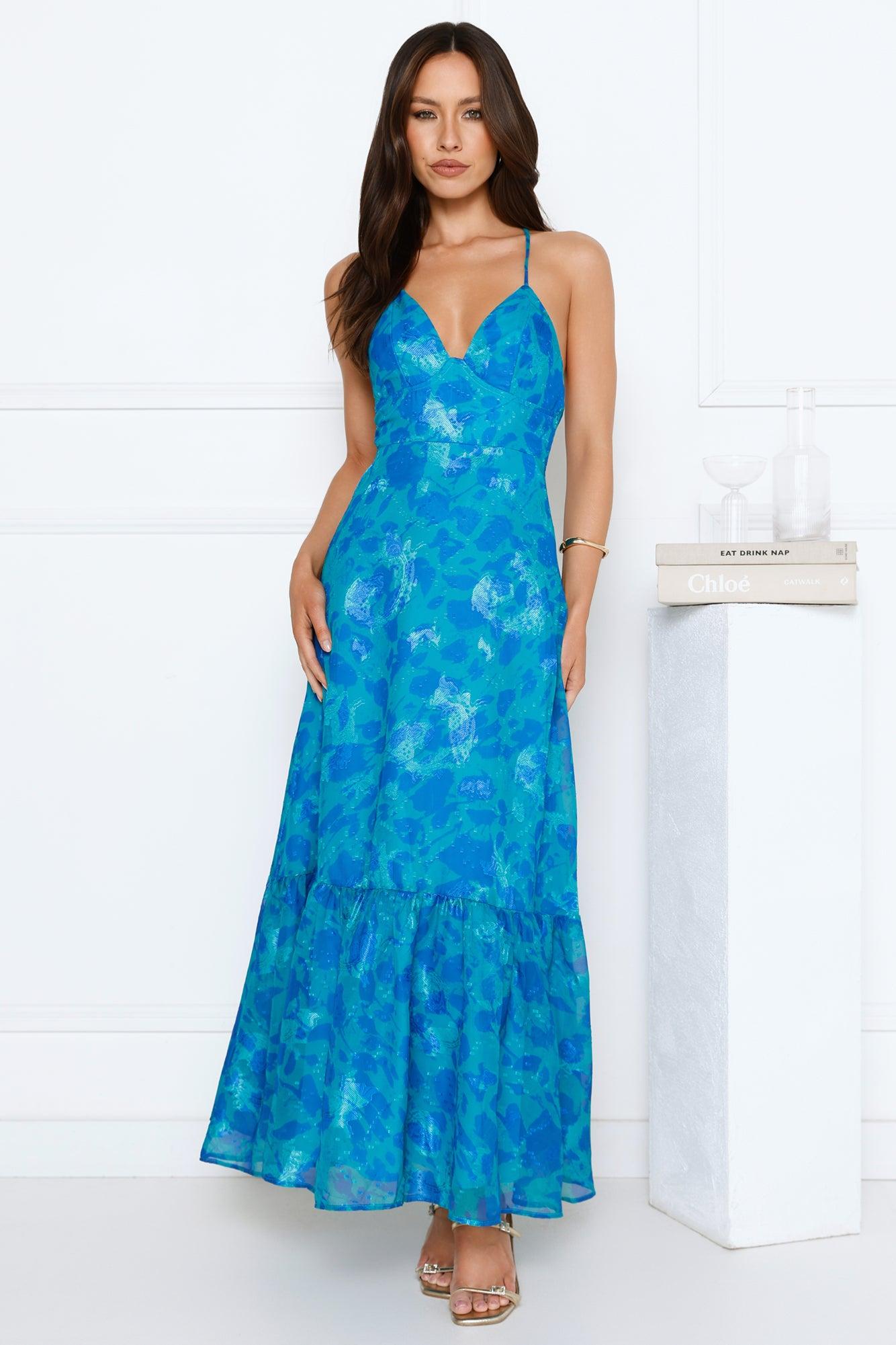 Dance Under Stars Maxi Dress Blue Product Image