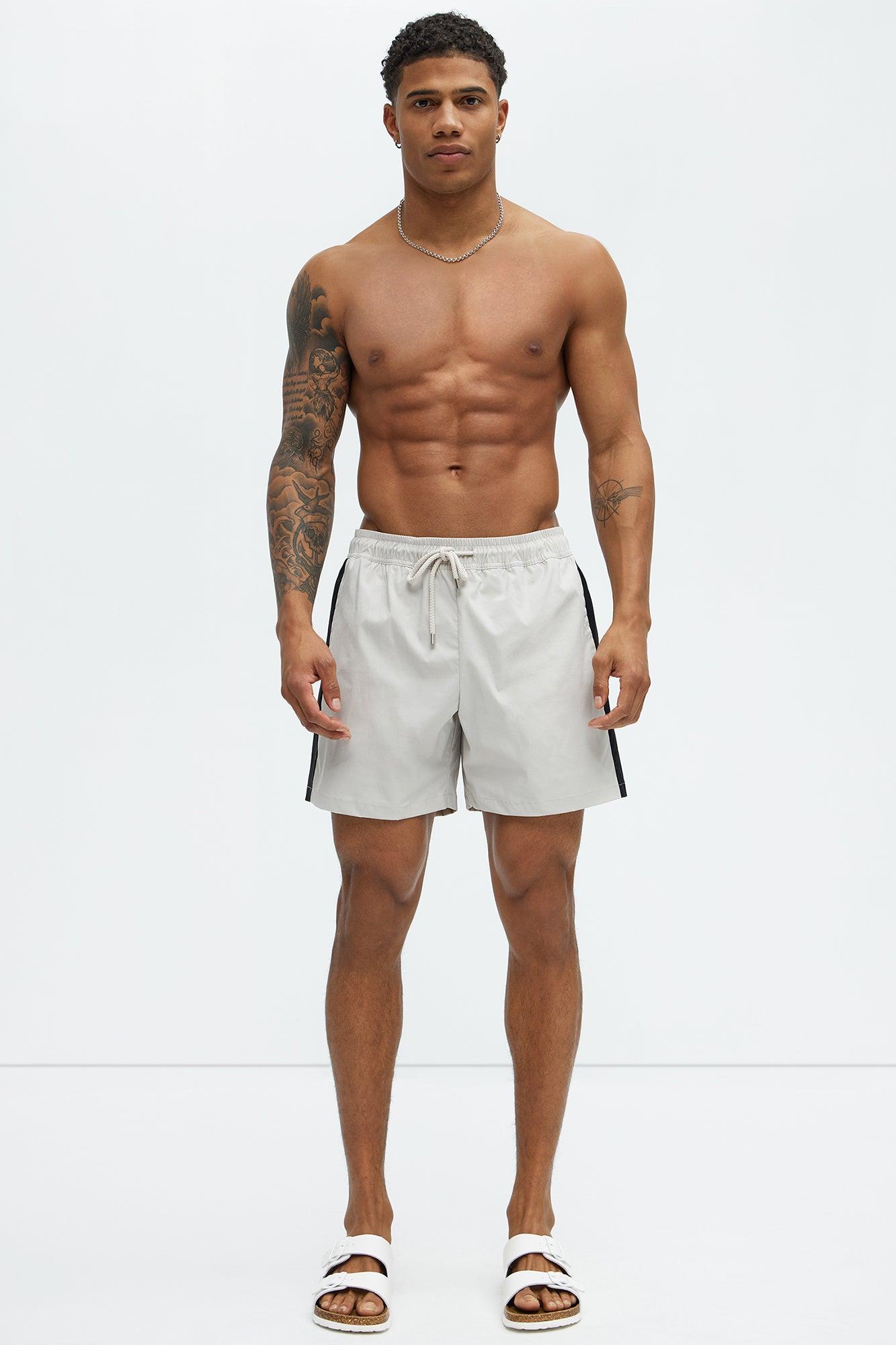 Contrast On The Side Swim Mid Trunk - Grey/combo Product Image